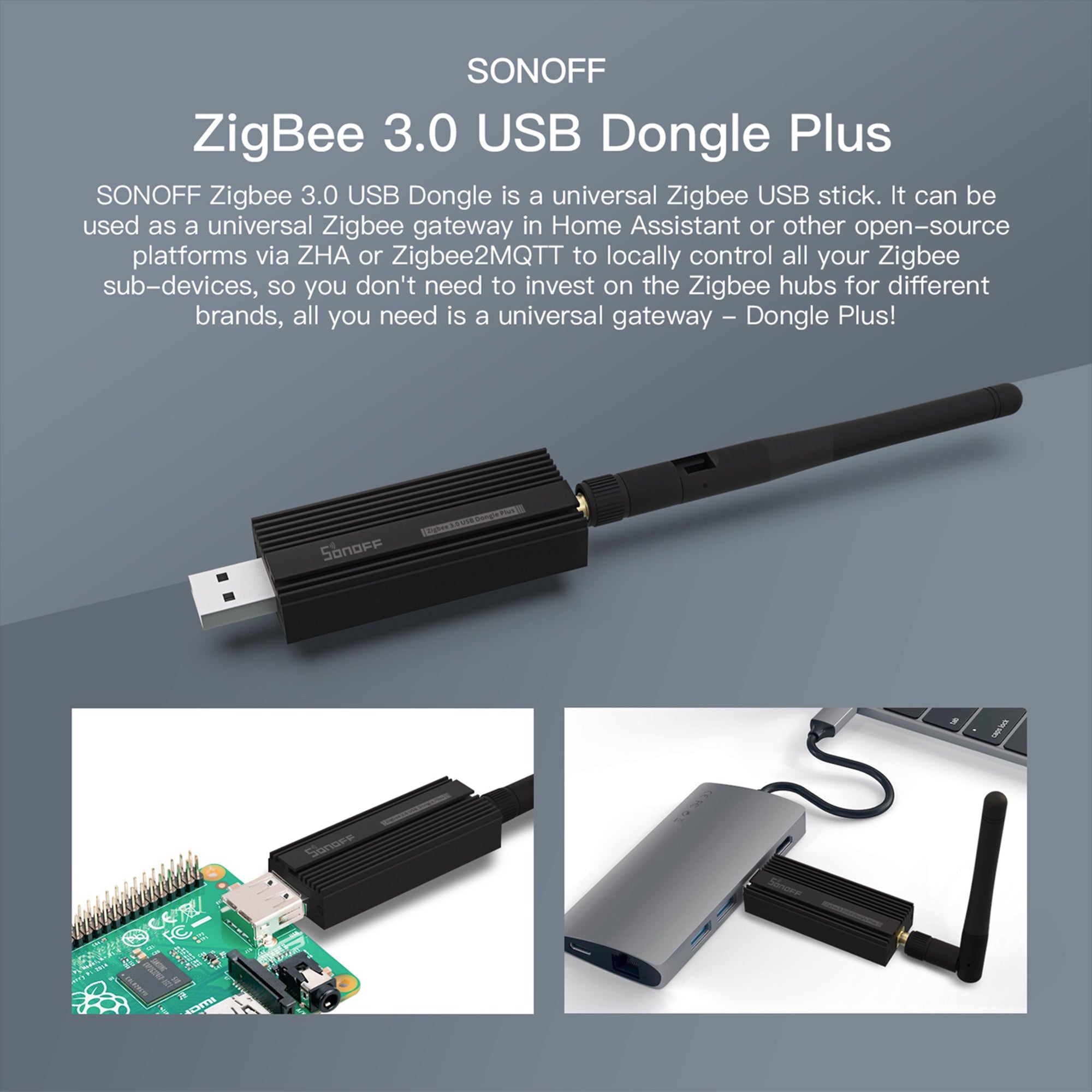 SONOFF Zigbee 3.0 USB Dongle Plus for Home Assistant, IoBroker, Wireless Zigbee 3.0 USB Adapter