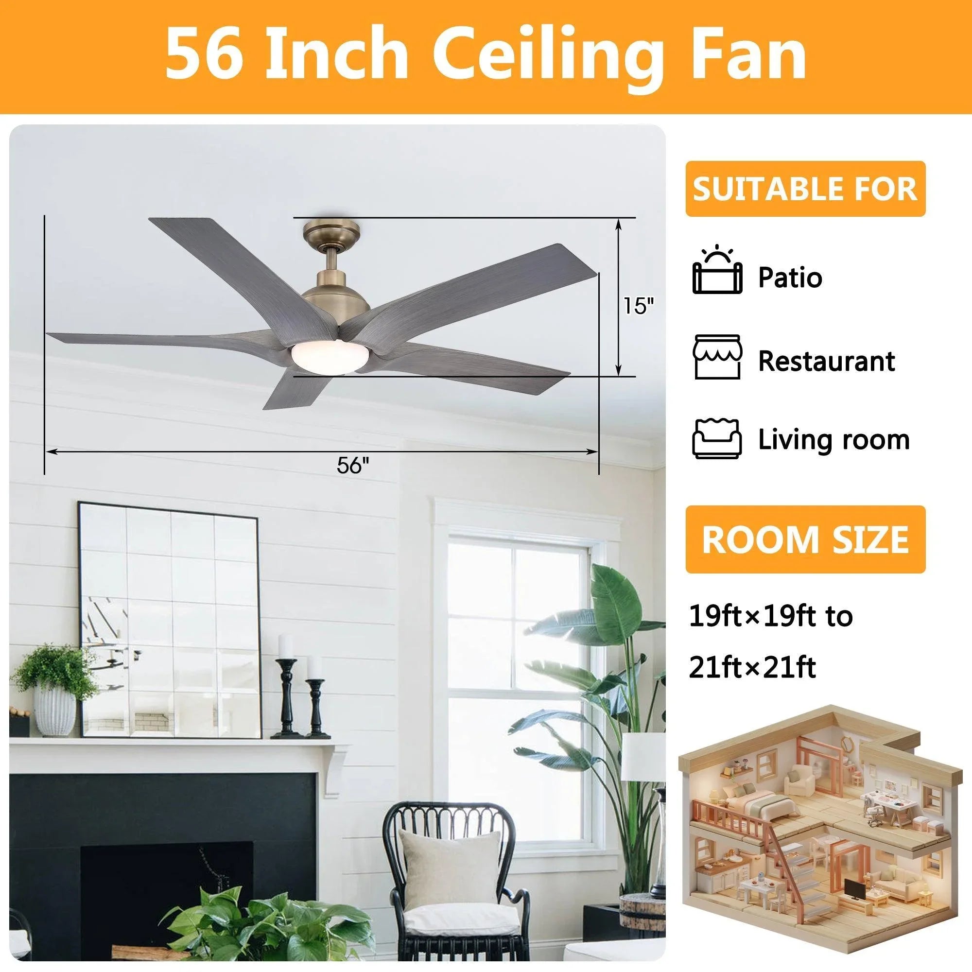 56" Genoa Farmhouse DC Motor Downrod Mount Reversible Ceiling Fan with Lighting and Remote Control