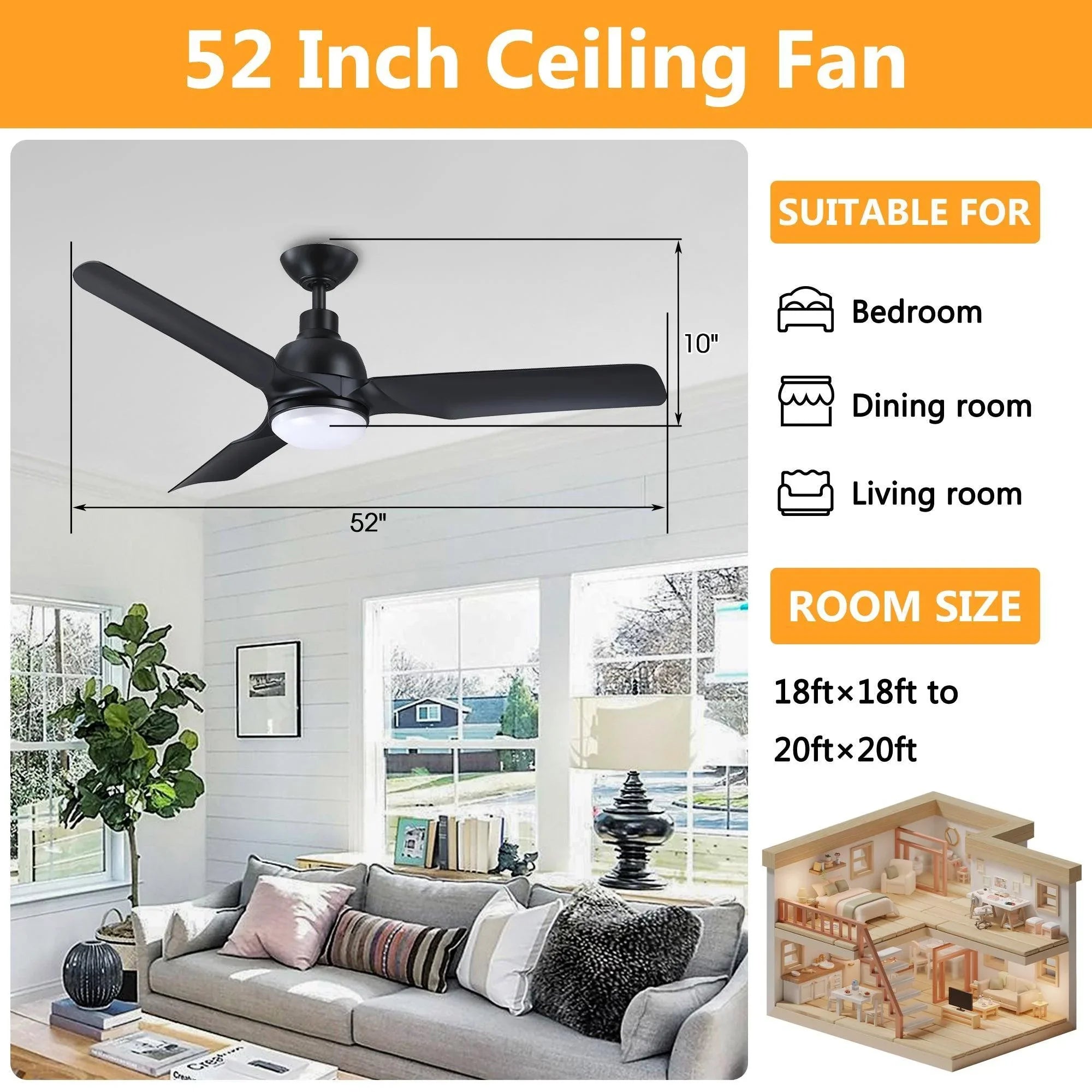 52" Cason Induatrial Downrod Mount Reversible Ceiling Fan with LED Lighting and Remote Control