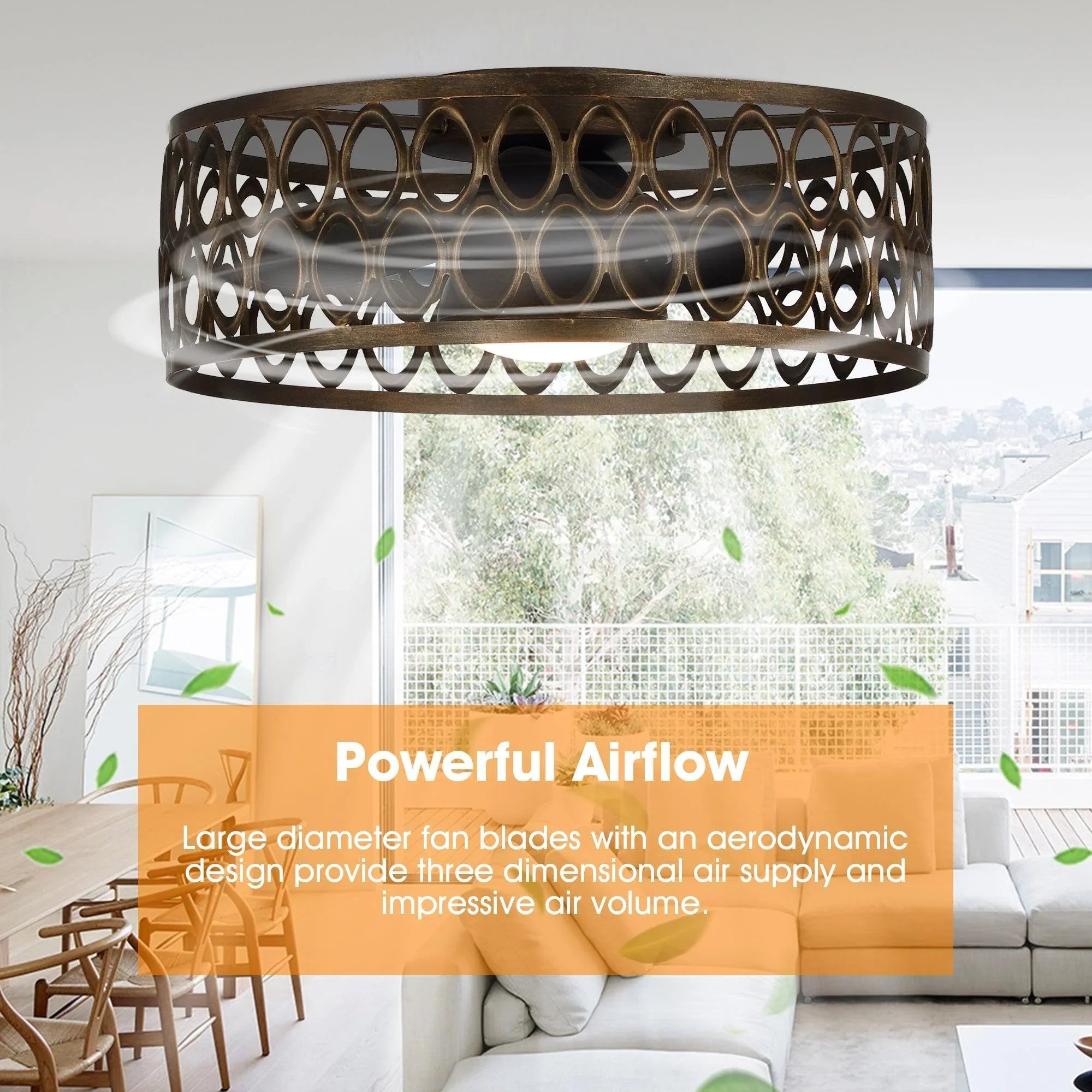 21 "Kanpur Industrial Flush Mount Reversible Ventilador de Techo con Iluminación LED y Control Remoto