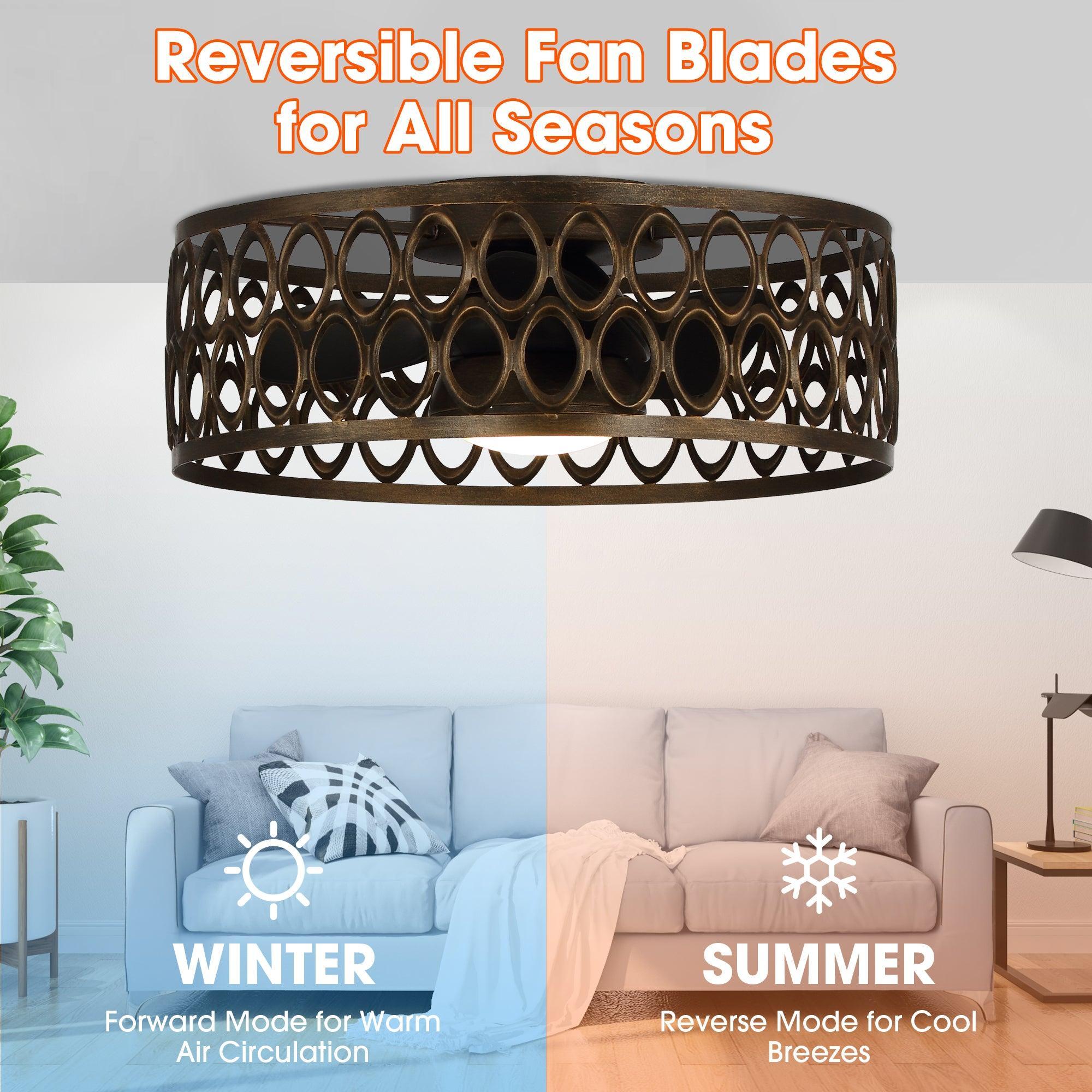 21 "Kanpur Industrial Flush Mount Reversible Ventilador de Techo con Iluminación LED y Control Remoto