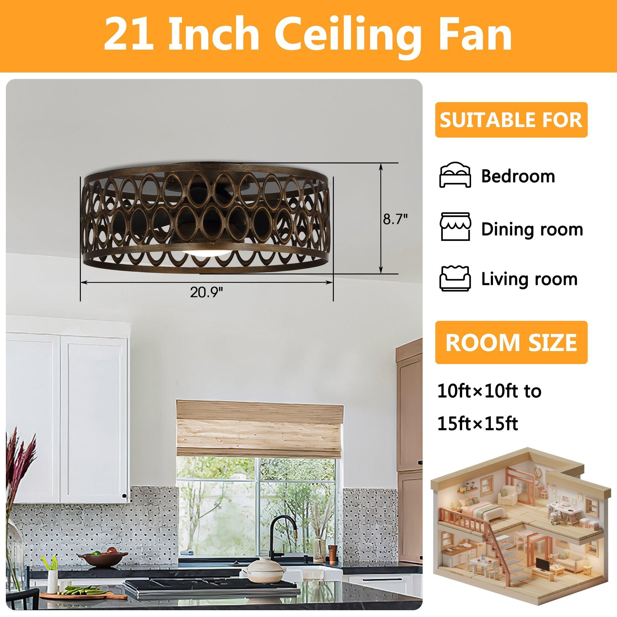 21 "Kanpur Industrial Flush Mount Reversible Ventilador de Techo con Iluminación LED y Control Remoto