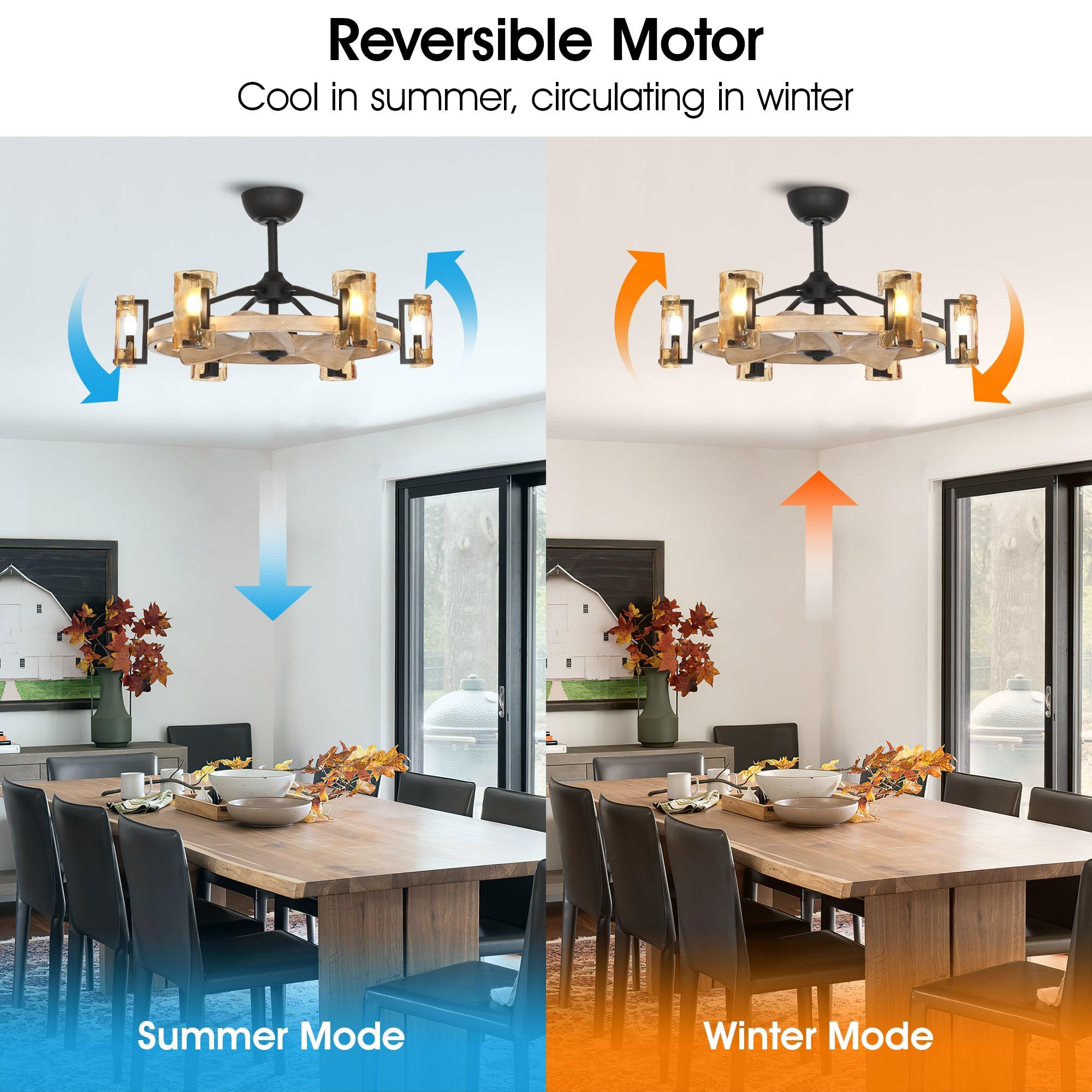 34" Bucholz Farmhouse DC Motor Downrod Mount Reversible Ceiling Fan with Lighting and Remote Control