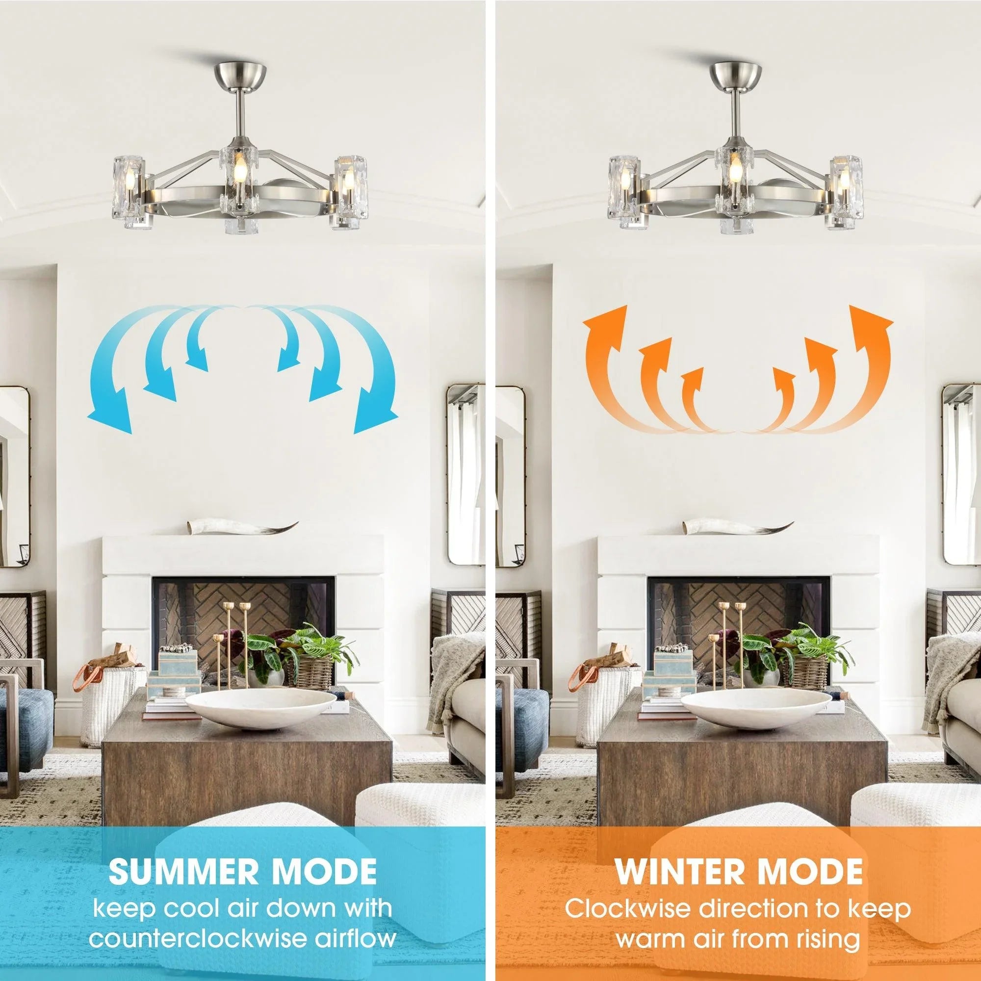 Ventilador de techo reversible Bucholz Modern DC Motor de níquel cepillado de 34 "con iluminación LED y control remoto