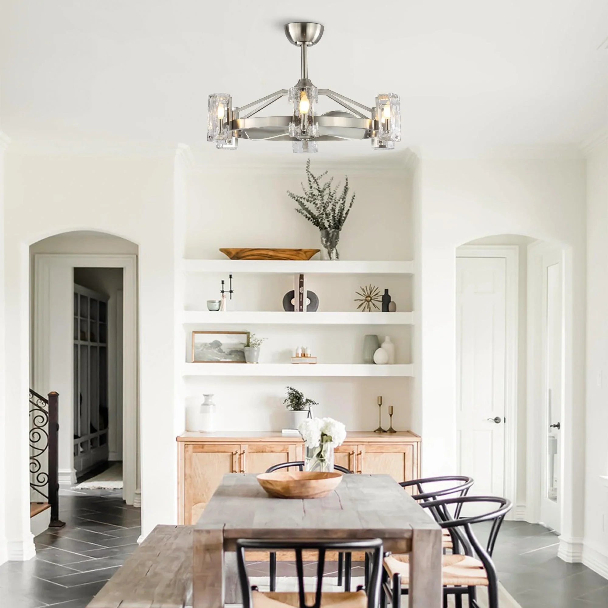 Ventilador de techo reversible Bucholz Modern DC Motor de níquel cepillado de 34 "con iluminación LED y control remoto