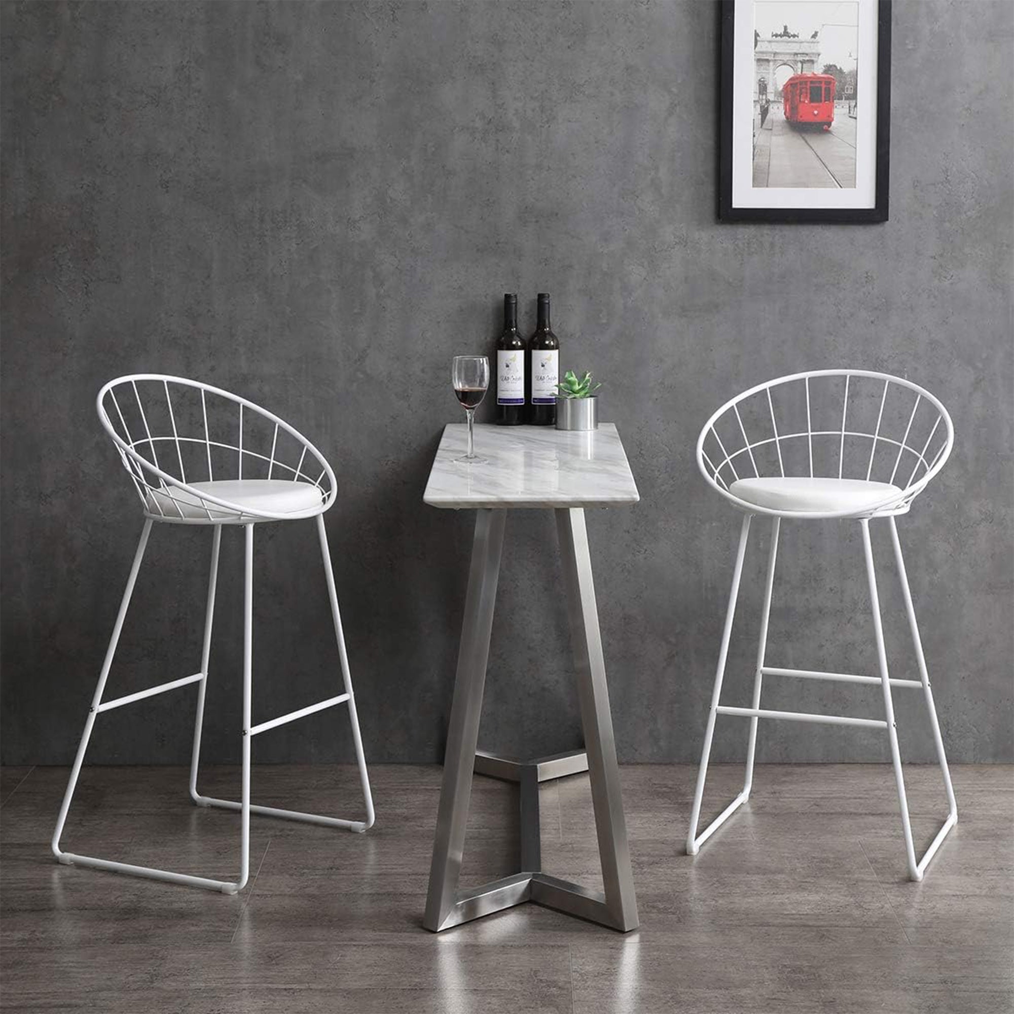 Set of 2 Nordic Bar Wrought Iron Stool Modern Minimalist Barstool