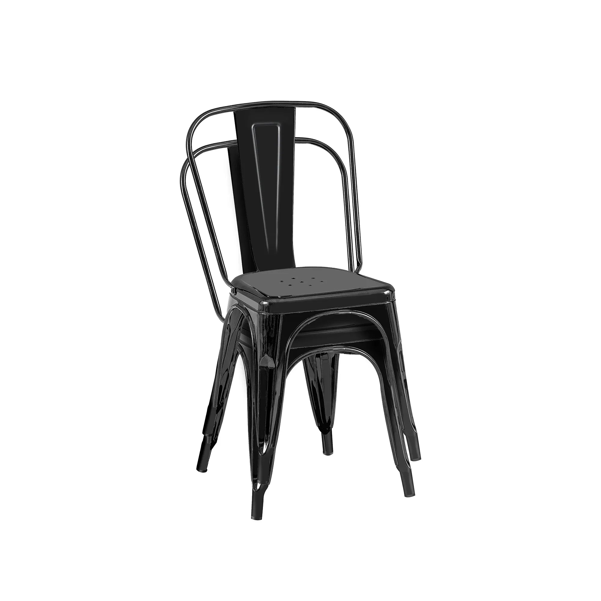 Set of 4 Industrial Metal Stackable Dining Chairs Indoor Outdoor for Kitchen, Cafe Bar