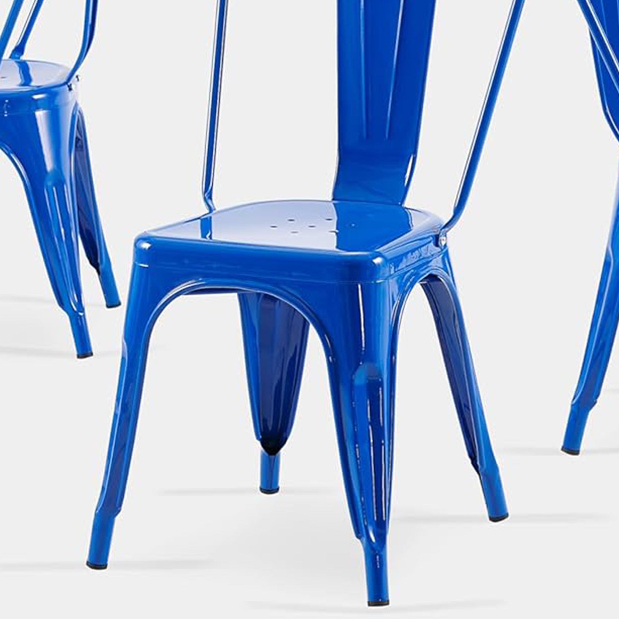 Set of 4 Industrial Metal Stackable Dining Chairs Indoor Outdoor for Kitchen, Cafe Bar