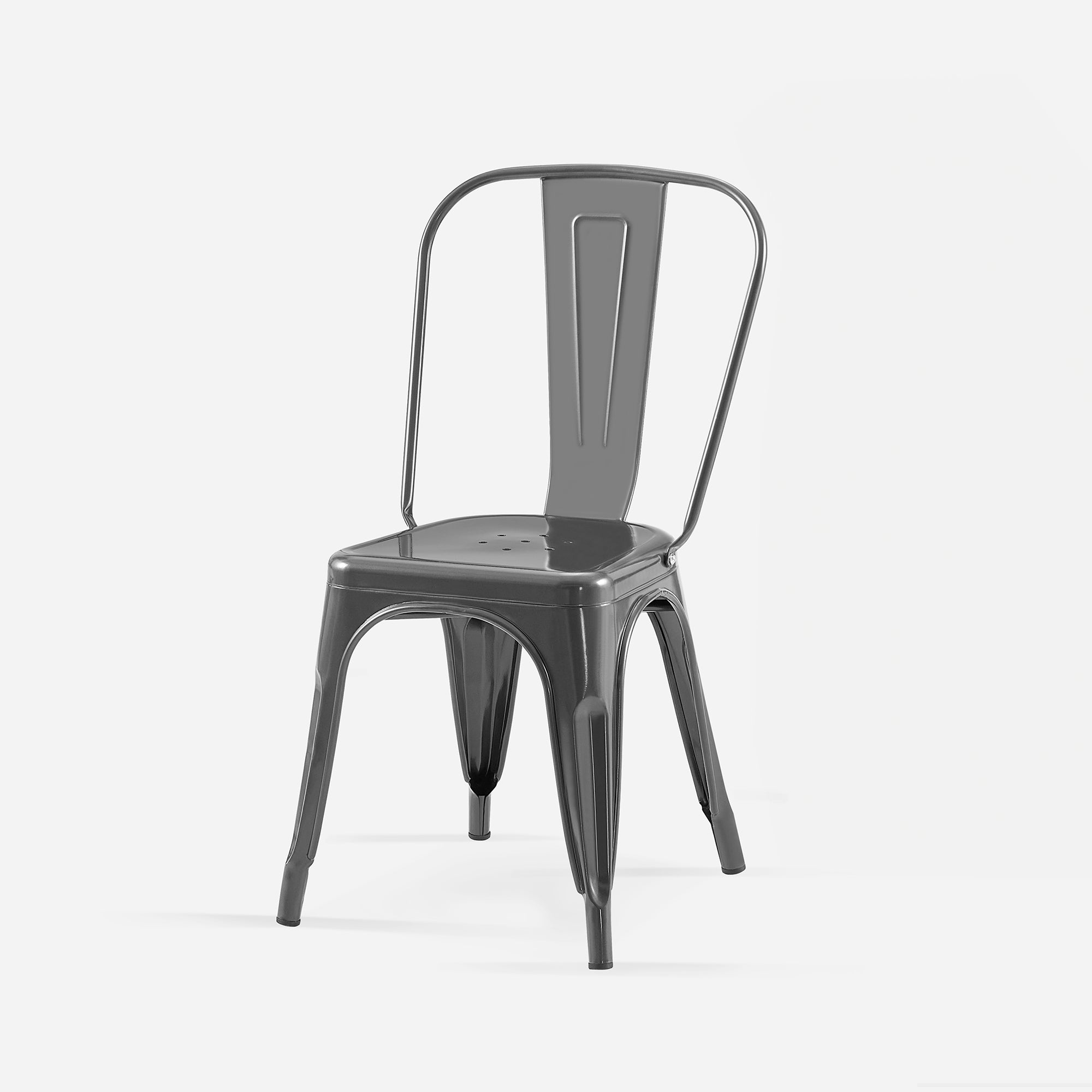 Set of 4 Industrial Metal Stackable Dining Chairs Indoor Outdoor for Kitchen, Cafe Bar