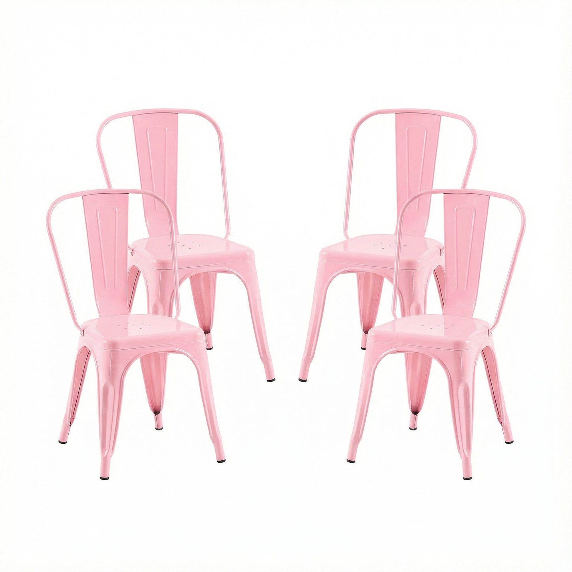 Set of 4 Industrial Metal Stackable Dining Chairs Indoor Outdoor for Kitchen, Cafe Bar