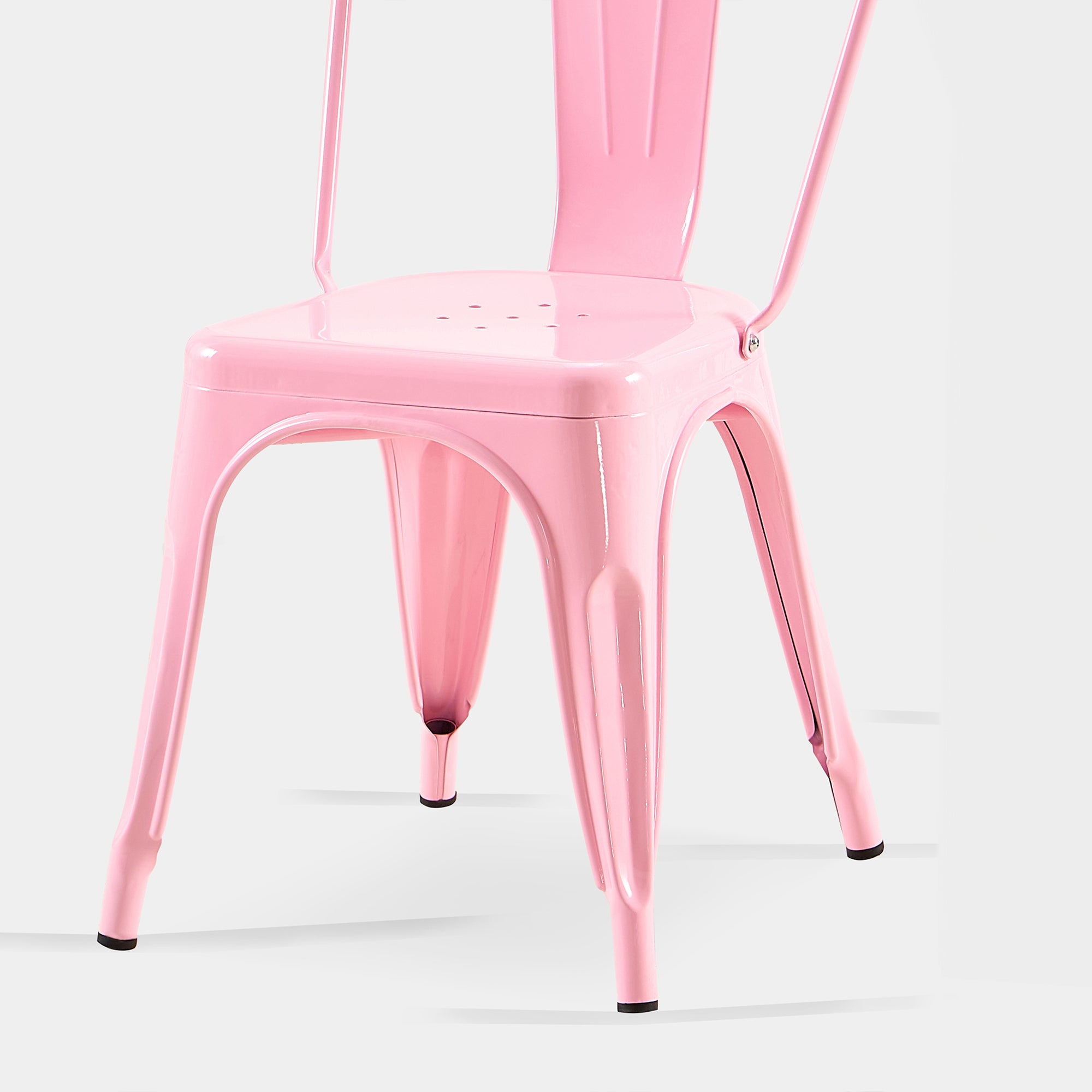 Set of 4 Industrial Metal Stackable Dining Chairs Indoor Outdoor for Kitchen, Cafe Bar