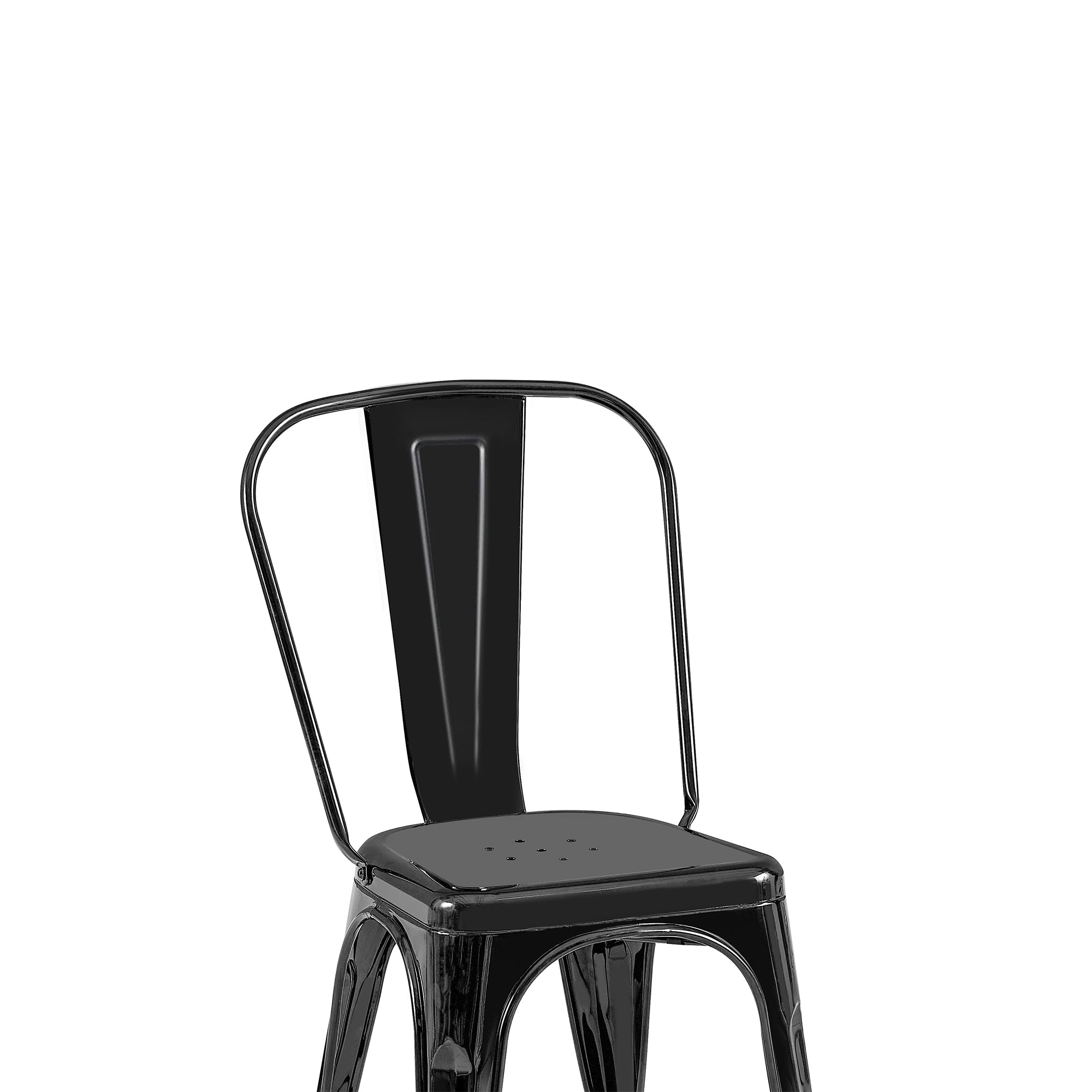 Set of 2 Industrial Metal Stackable Dining Chairs Indoor Outdoor for Kitchen Restaurant Cafe Bar