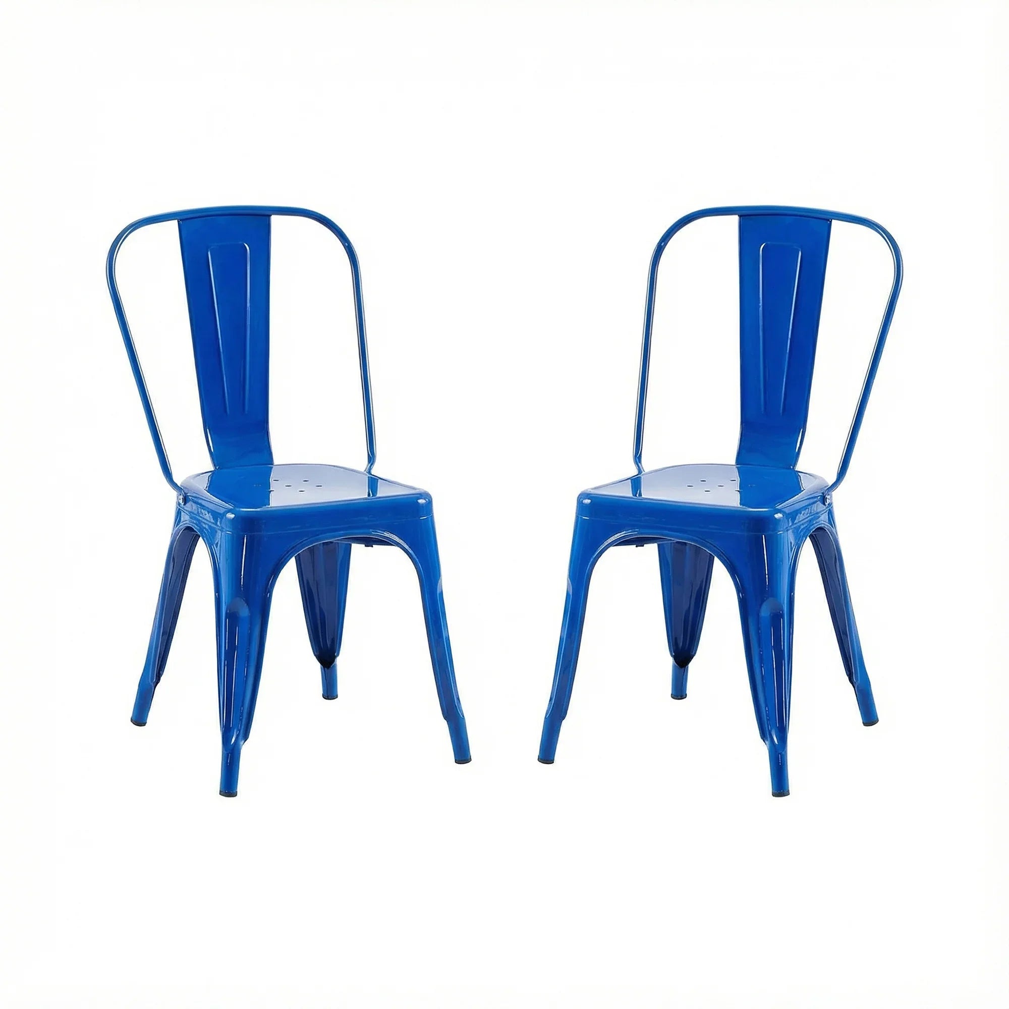 Set of 2 Industrial Metal Stackable Dining Chairs Indoor Outdoor for Kitchen Restaurant Cafe Bar