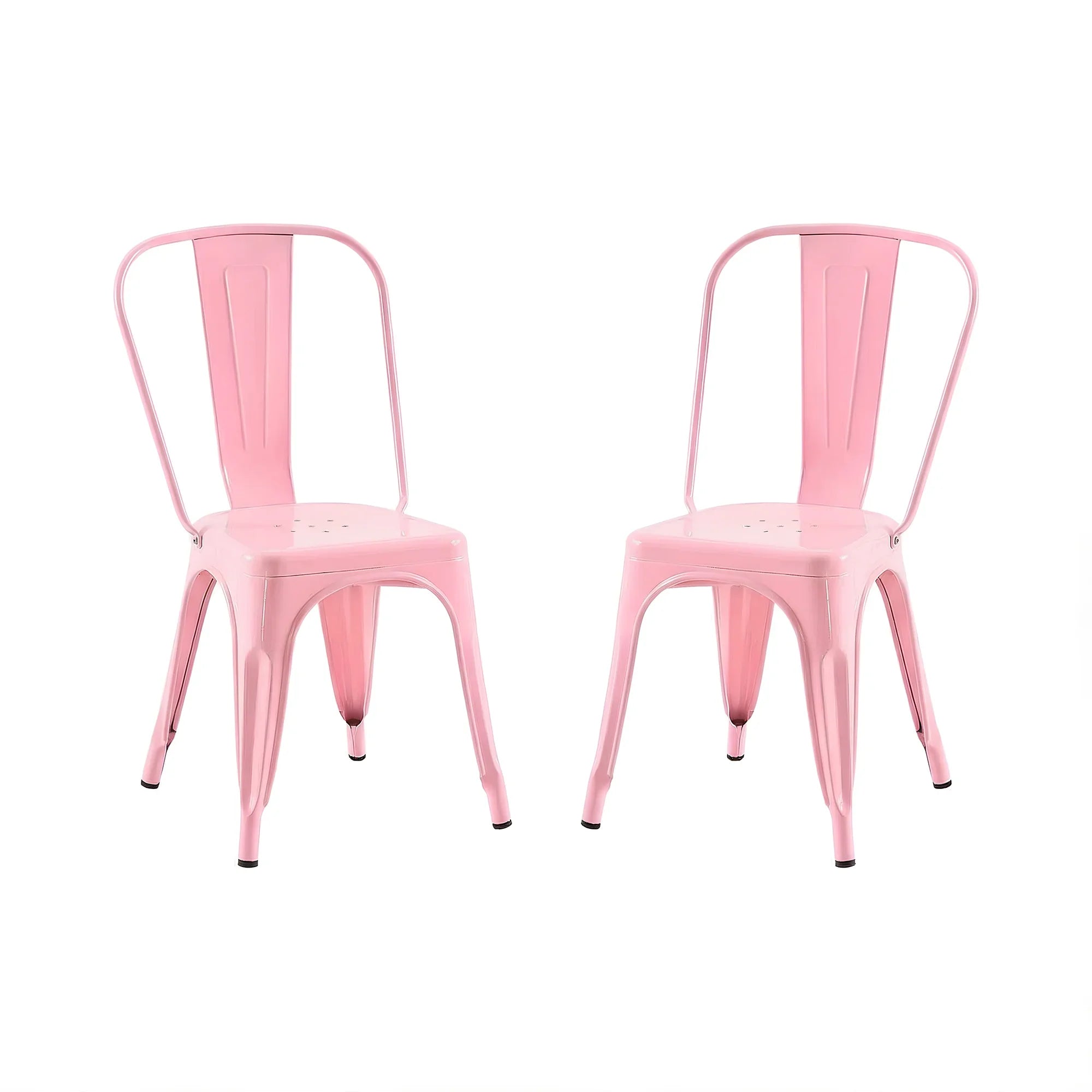 Set of 2 Industrial Metal Stackable Dining Chairs Indoor Outdoor for Kitchen Restaurant Cafe Bar