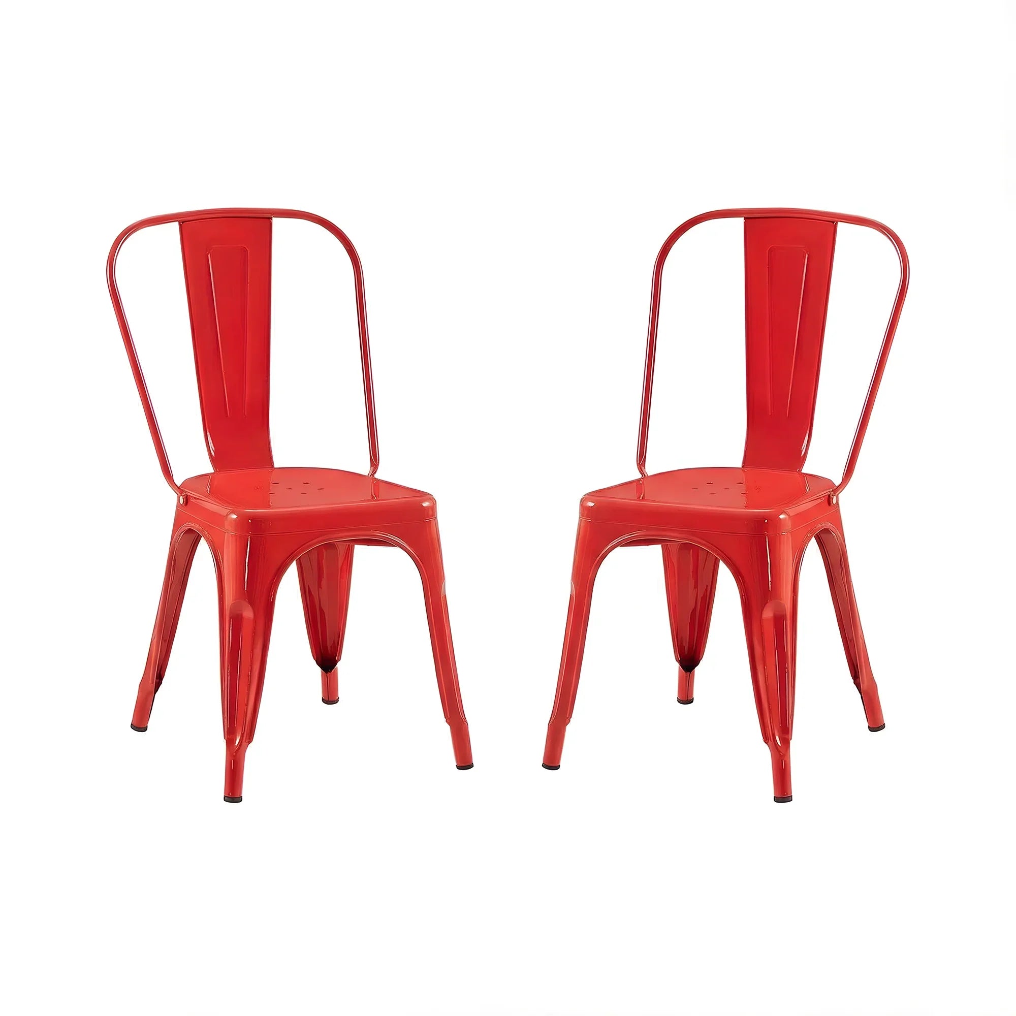 Set of 2 Industrial Metal Stackable Dining Chairs Indoor Outdoor for Kitchen Restaurant Cafe Bar