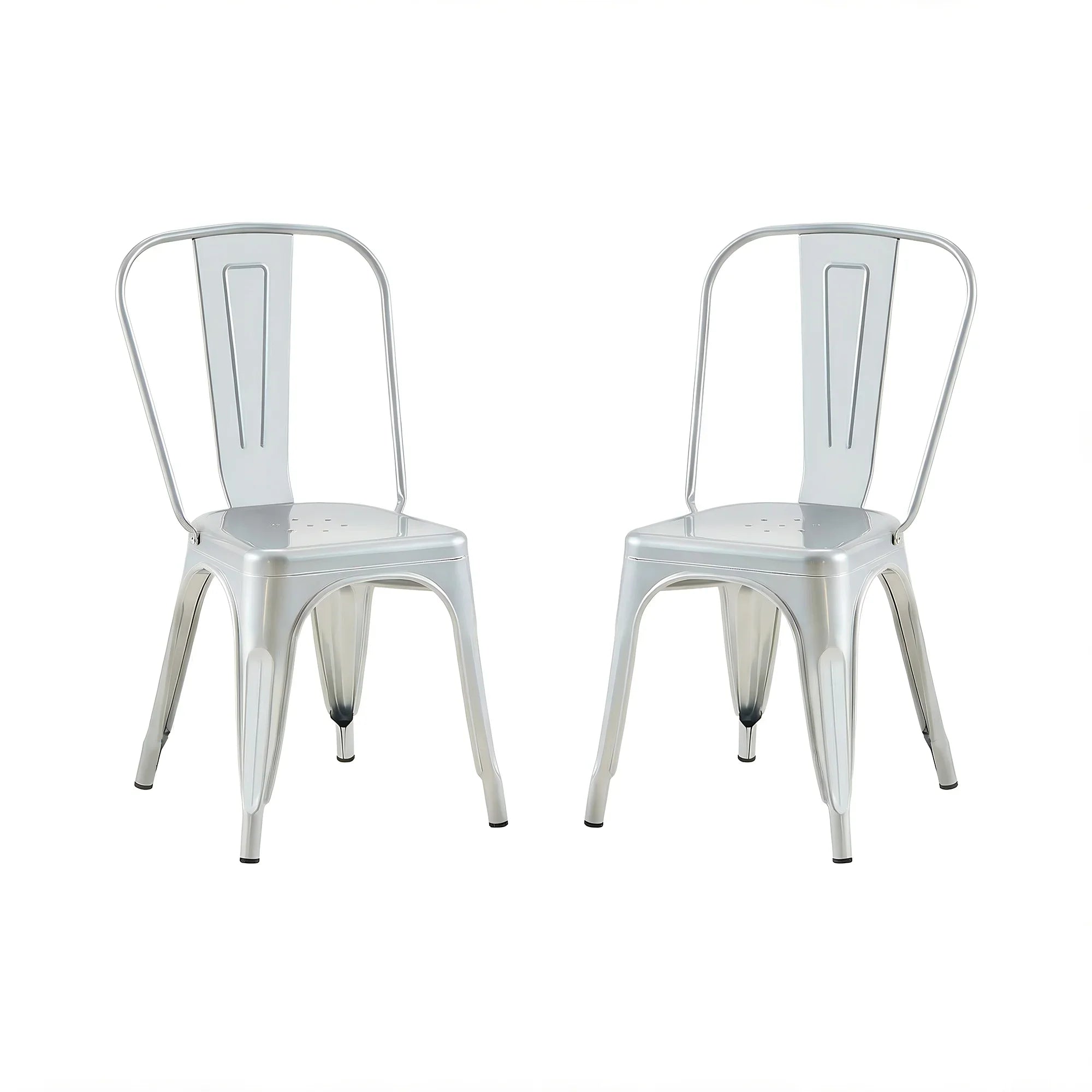 Set of 2 Industrial Metal Stackable Dining Chairs Indoor Outdoor for Kitchen Restaurant Cafe Bar