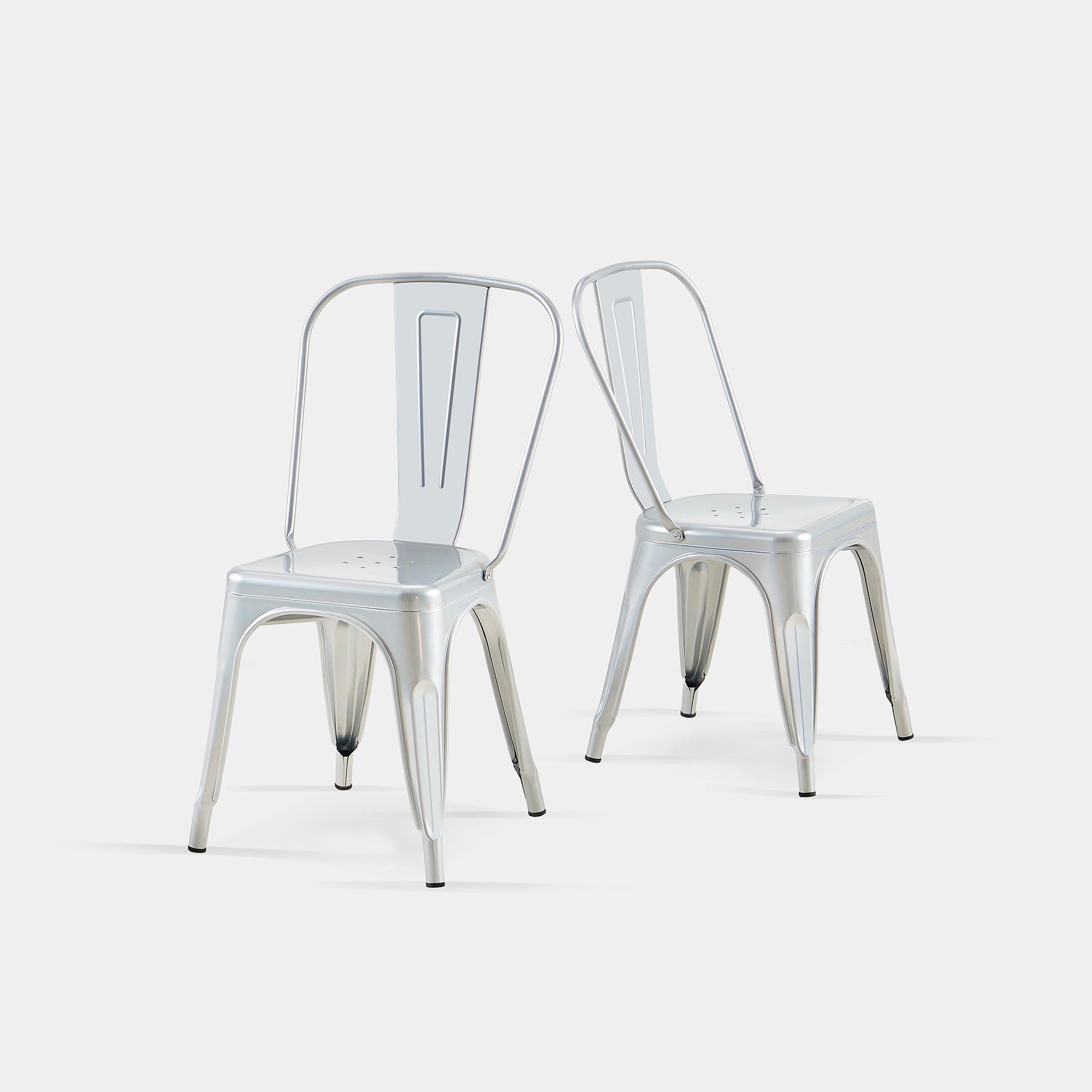 Set of 2 Industrial Metal Stackable Dining Chairs Indoor Outdoor for Kitchen Restaurant Cafe Bar