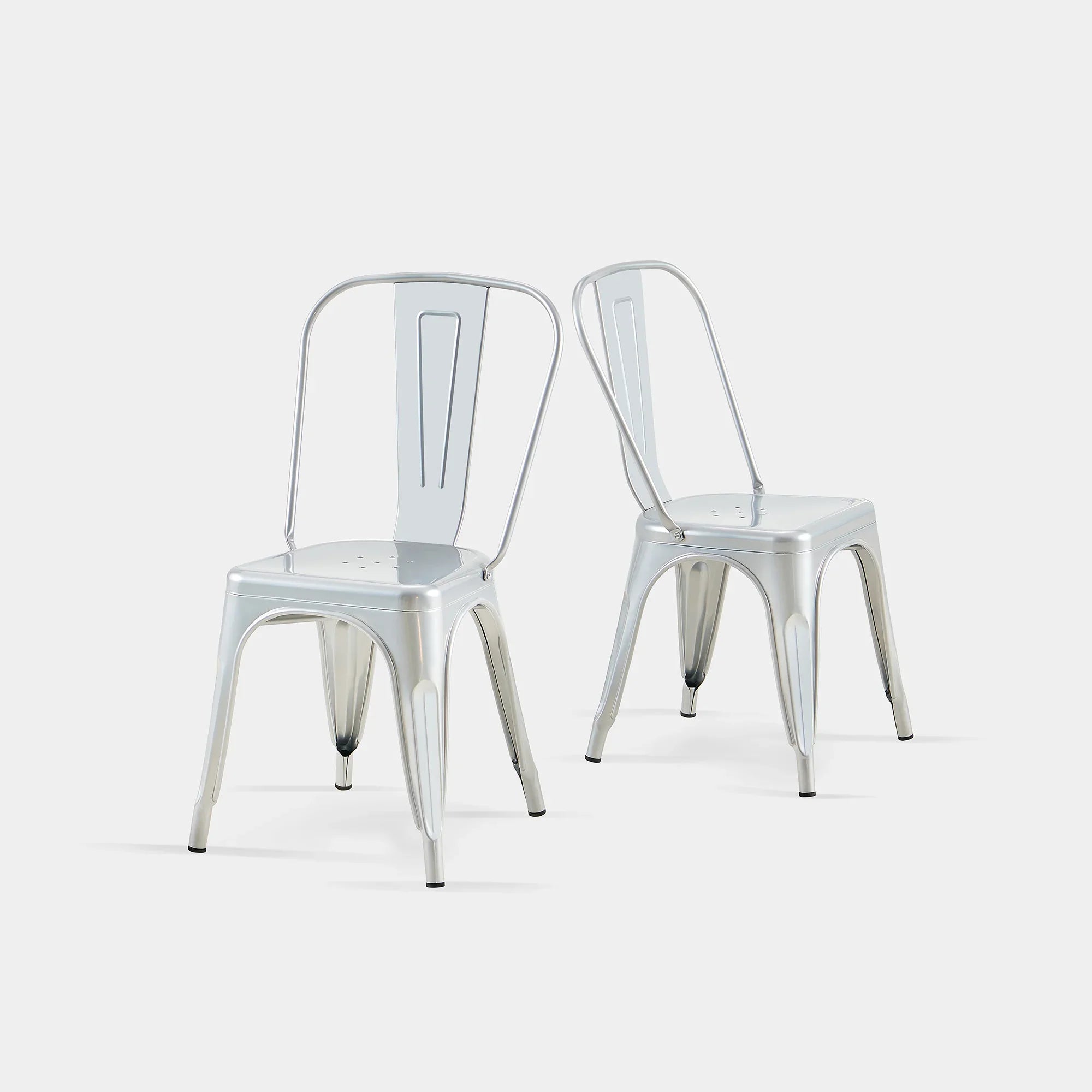 Set of 2 Industrial Metal Stackable Dining Chairs Indoor Outdoor for Kitchen Restaurant Cafe Bar