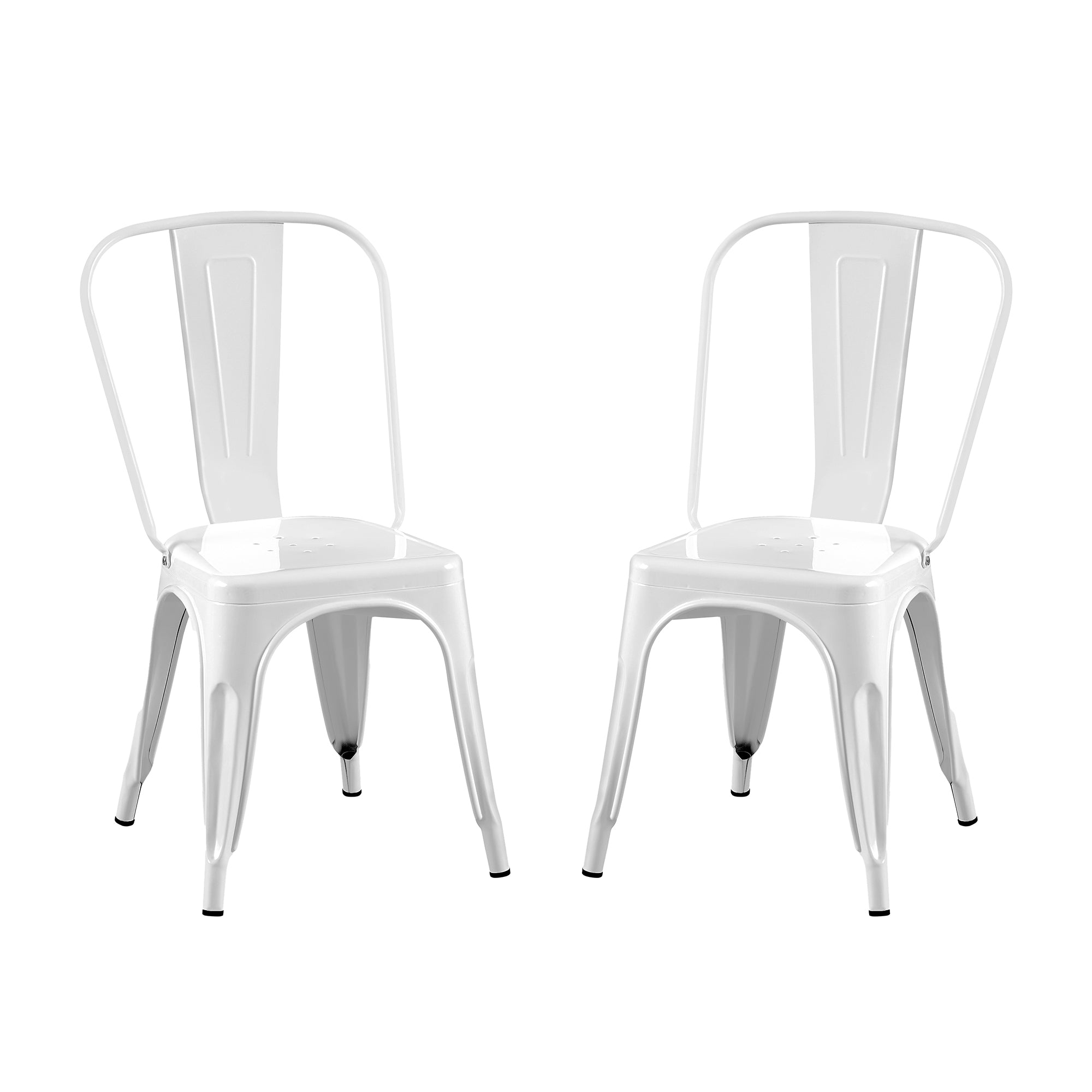 Set of 2 Industrial Metal Stackable Dining Chairs Indoor Outdoor for Kitchen Restaurant Cafe Bar