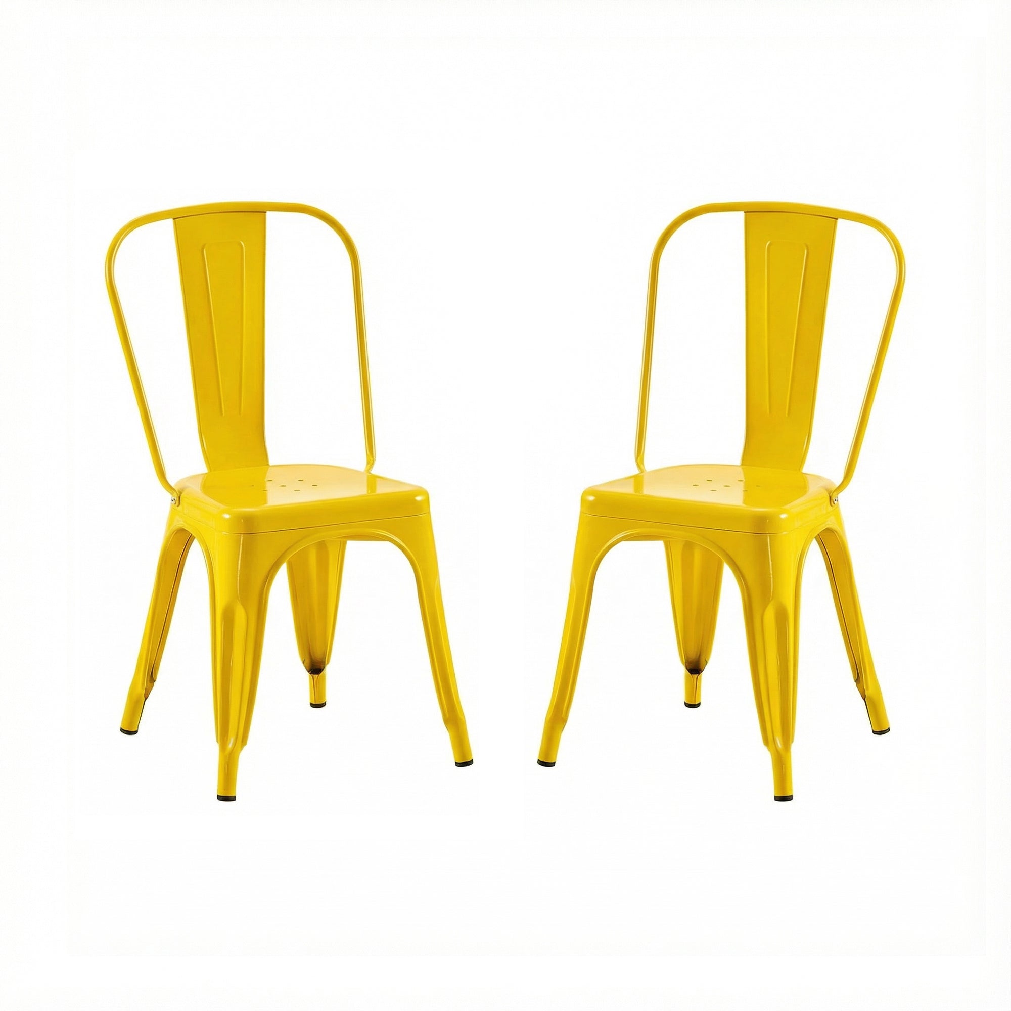 Set of 2 Industrial Metal Stackable Dining Chairs Indoor Outdoor for Kitchen Restaurant Cafe Bar