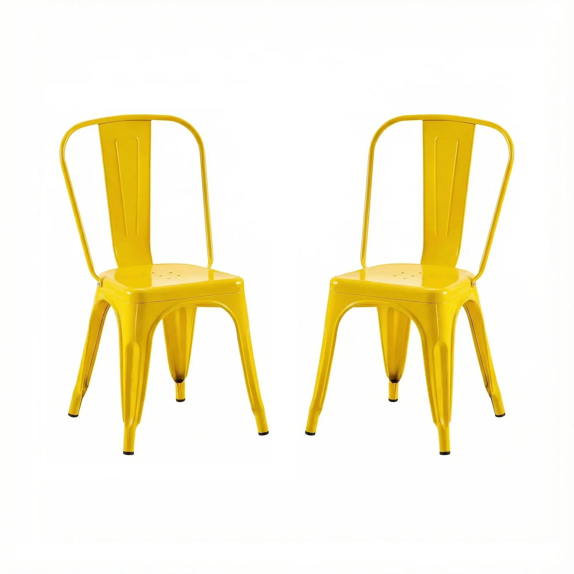 Set of 2 Industrial Metal Stackable Dining Chairs Indoor Outdoor for Kitchen Restaurant Cafe Bar