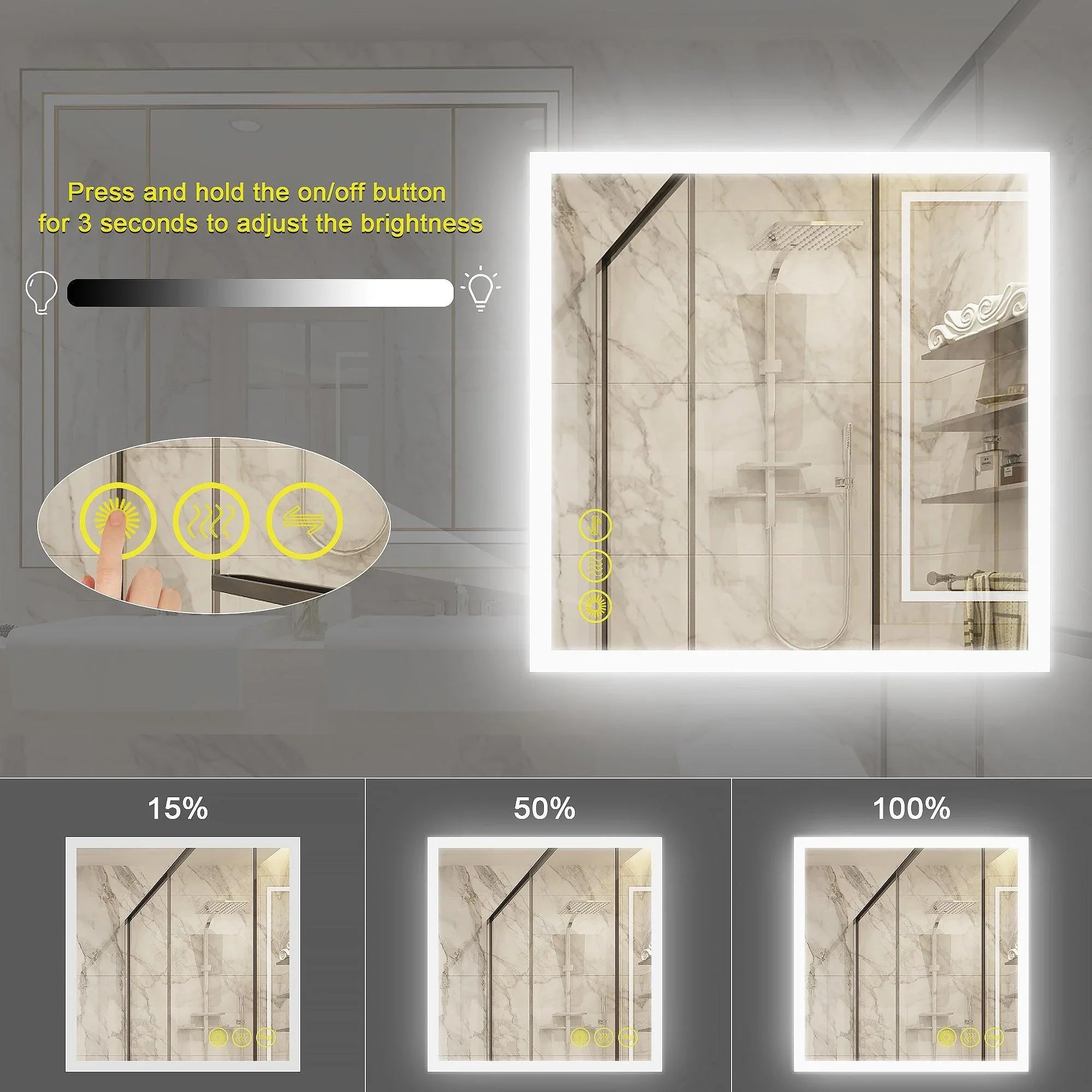 Espejo de baño antivaho sin marco con LED regulable SmartGlow