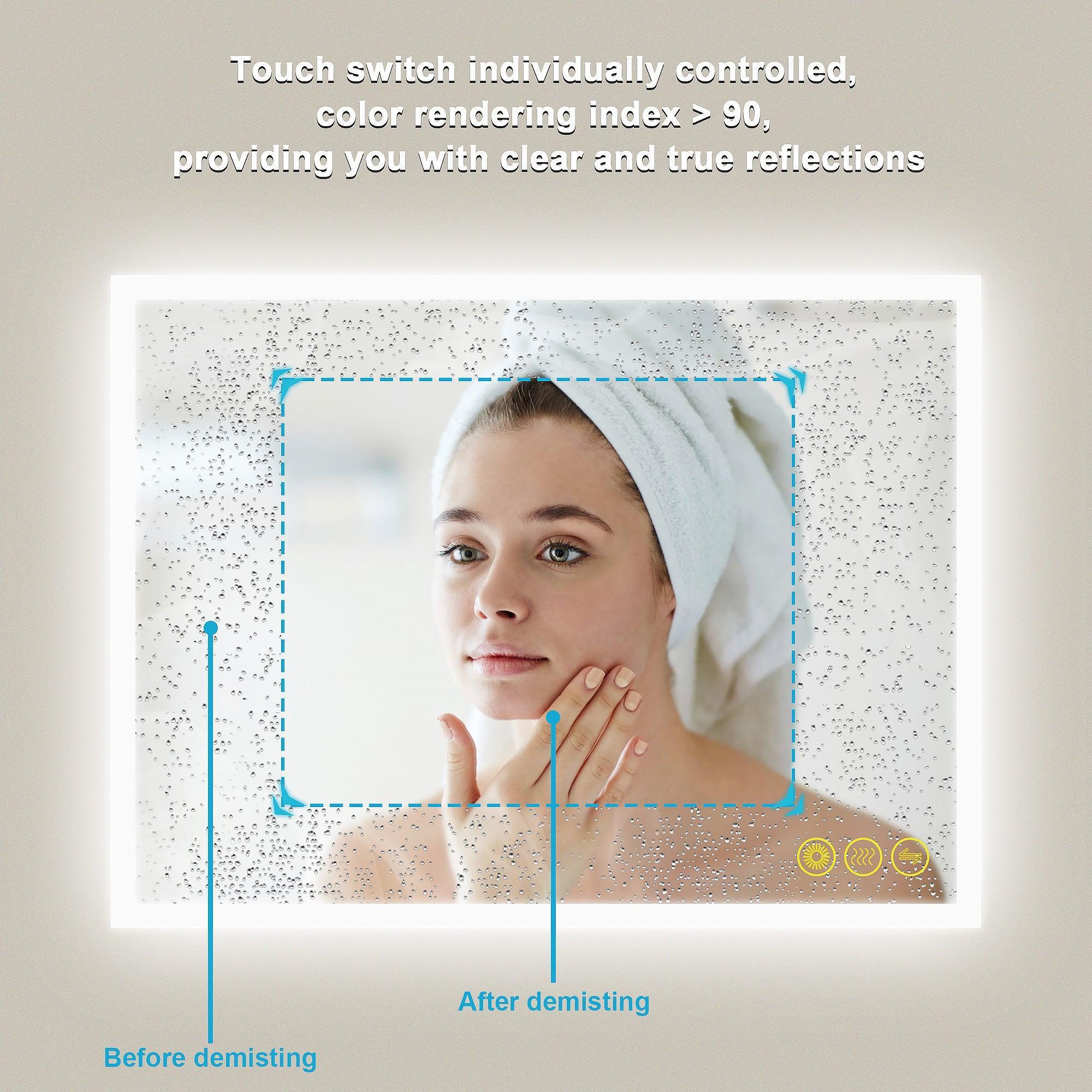 Espejo de baño antivaho sin marco con LED regulable SmartGlow