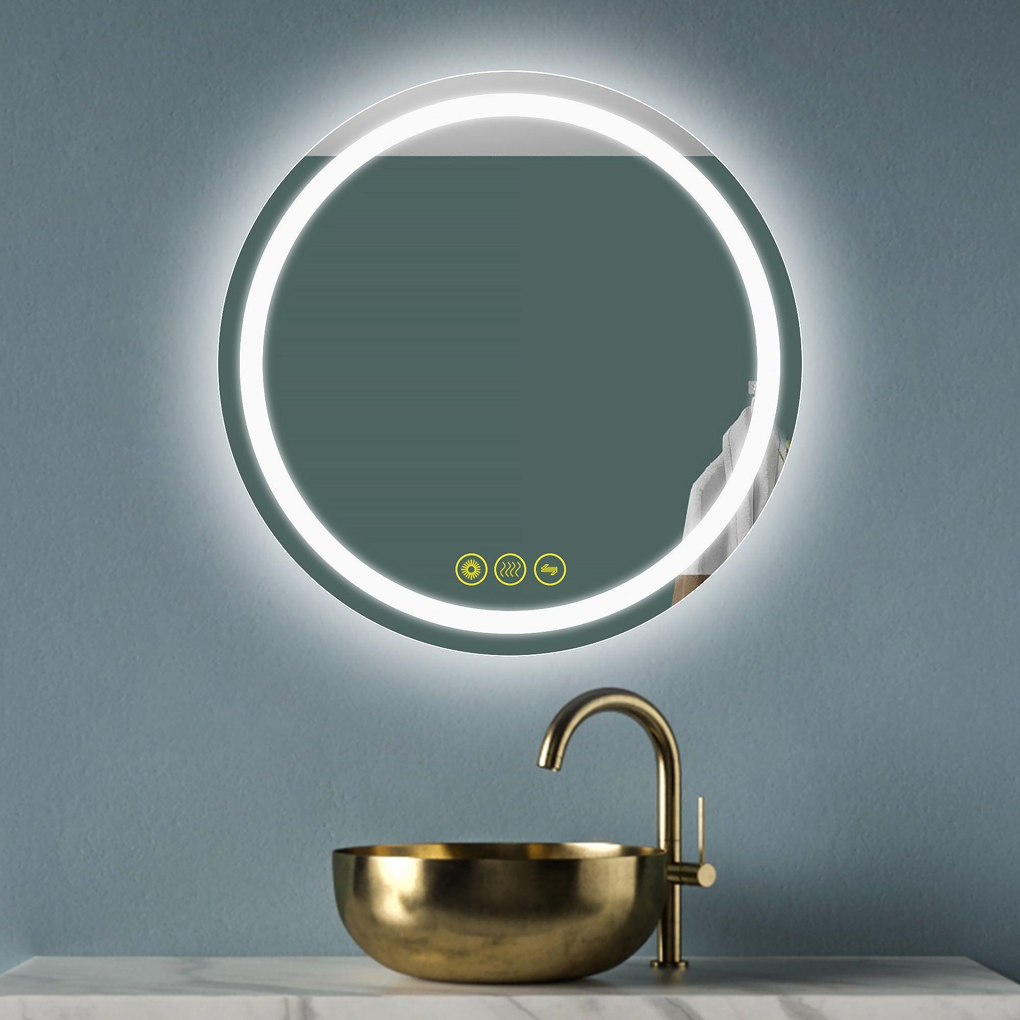 Espejo de baño redondo SmartShine con retroiluminación LED regulable y antivaho