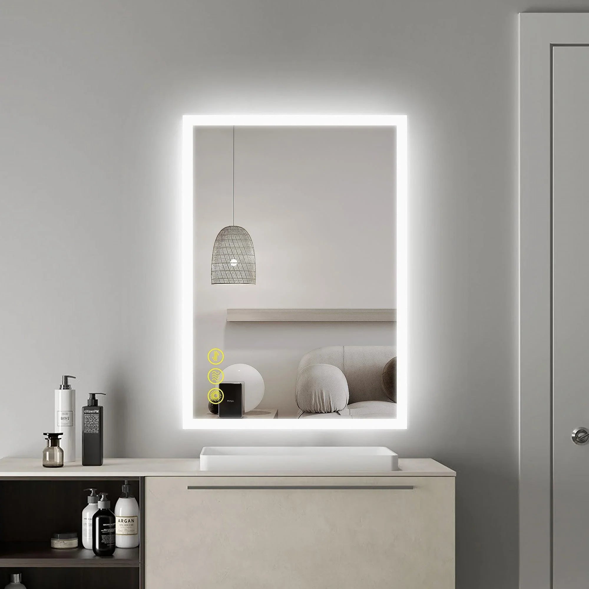 Espejo de baño antivaho sin marco con LED regulable SmartGlow
