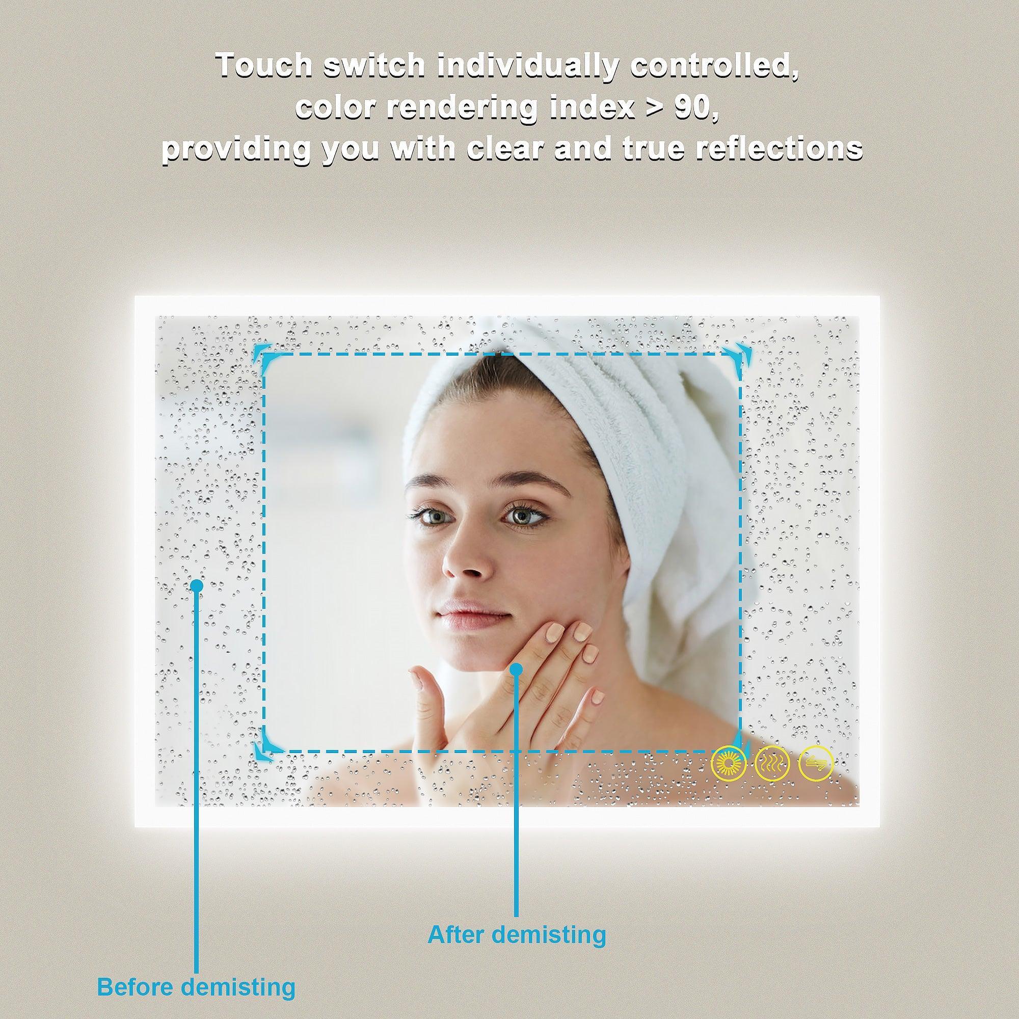 Espejo de baño antivaho sin marco con LED regulable SmartGlow