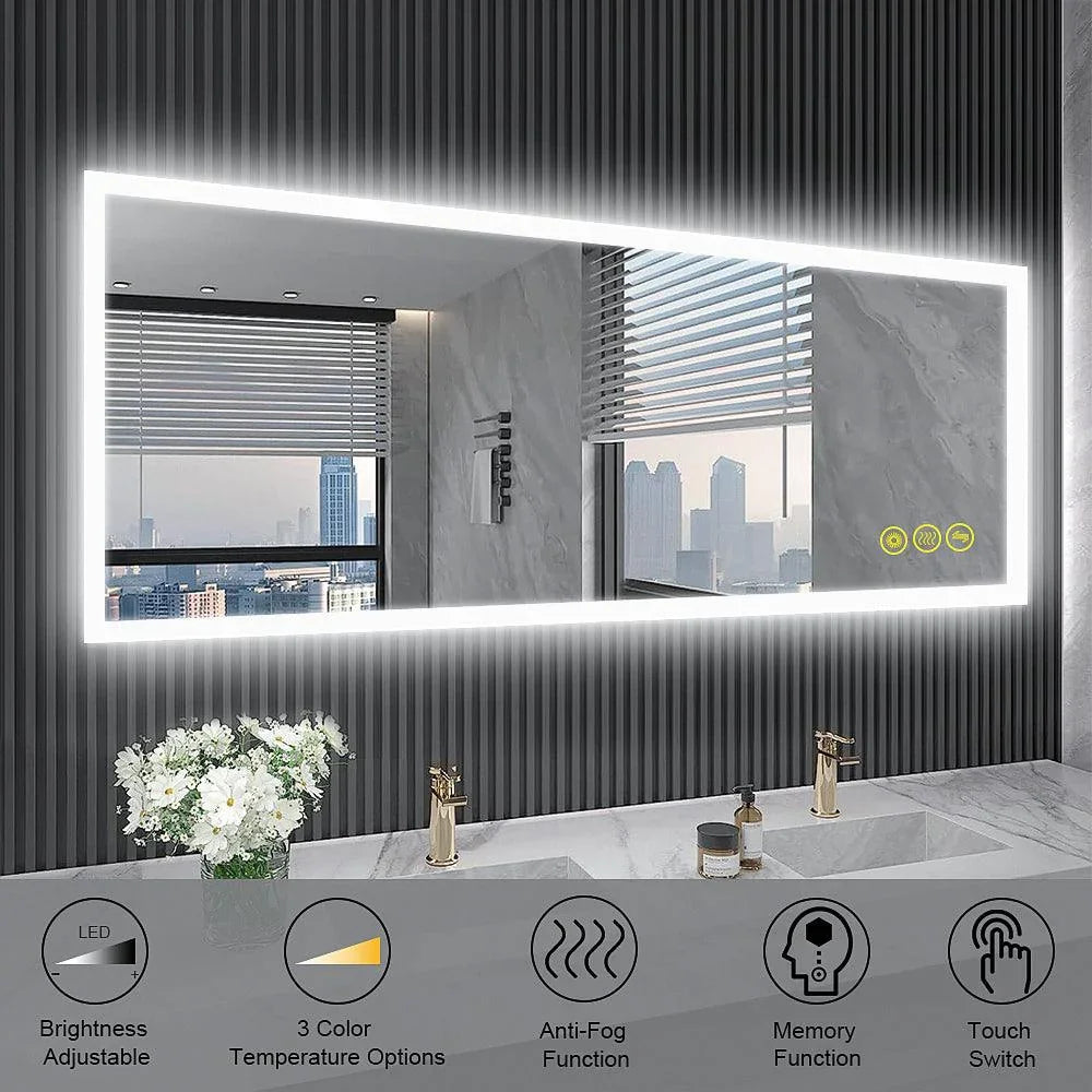 Espejo de baño antivaho sin marco con LED regulable SmartGlow