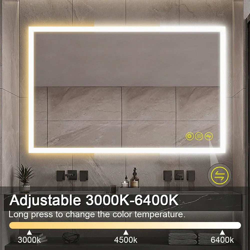 Espejo de baño antivaho sin marco con LED regulable SmartGlow