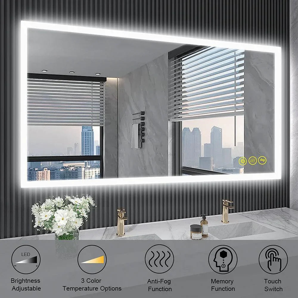 Espejo de baño antivaho sin marco con LED regulable SmartGlow