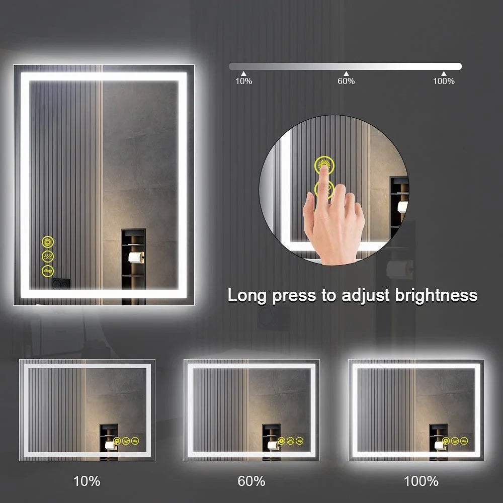 GlareGuard Rectangular Anti-Fog Dimmable Backlit LED Bathroom Vanity Mirror