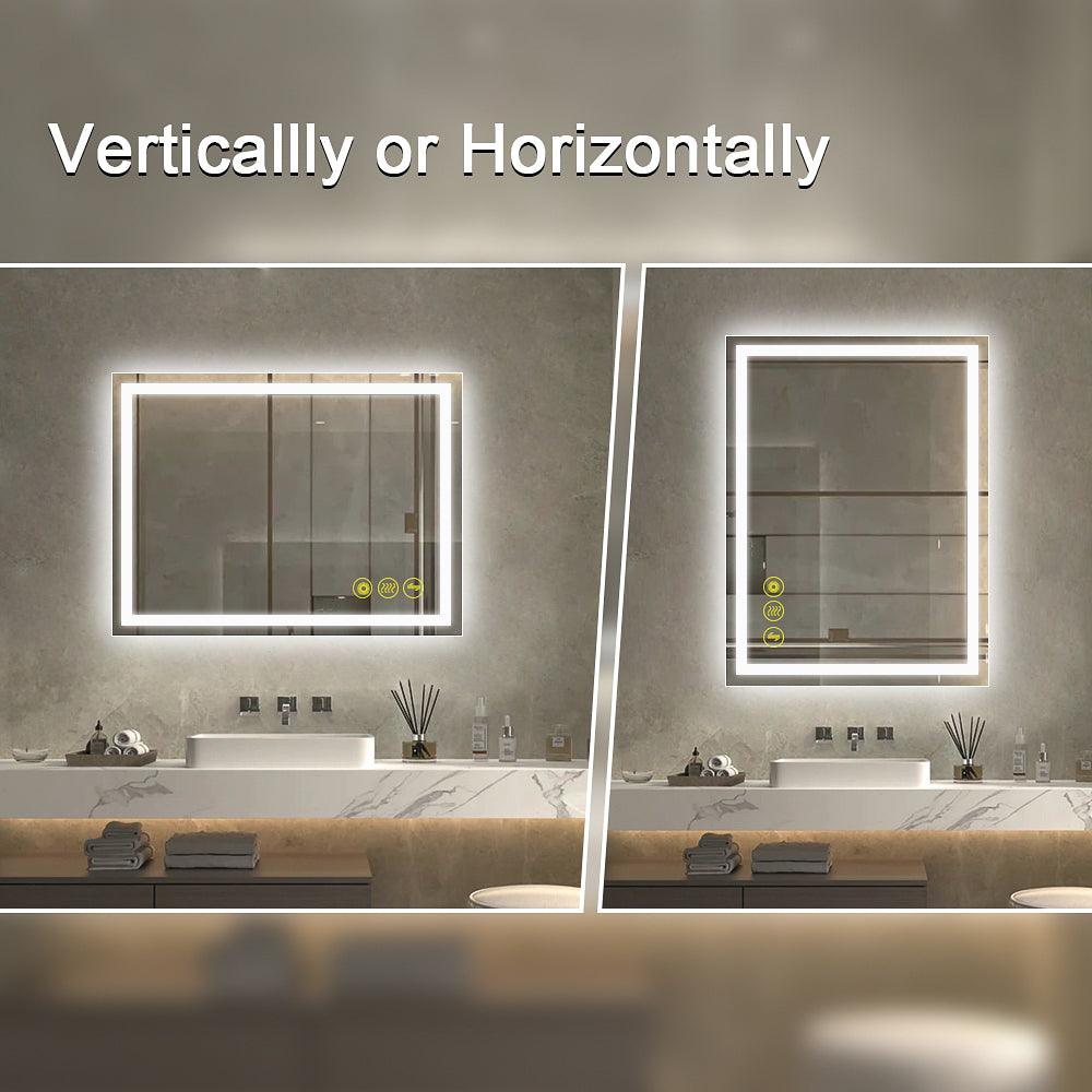 GlareGuard Rectangular Anti-Fog Dimmable Backlit LED Bathroom Vanity Mirror