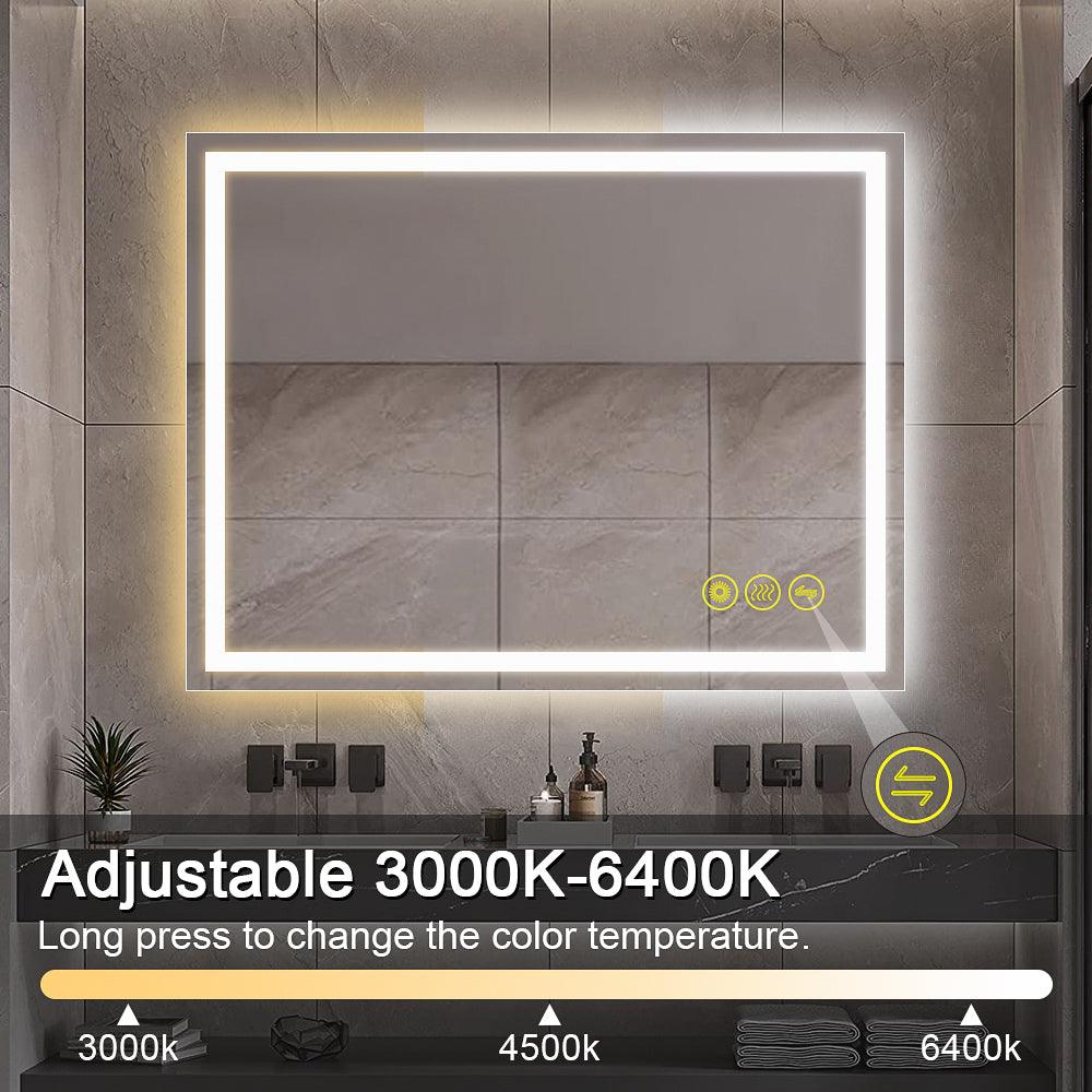 GlareGuard Rectangular Anti-Fog Dimmable Backlit LED Bathroom Vanity Mirror