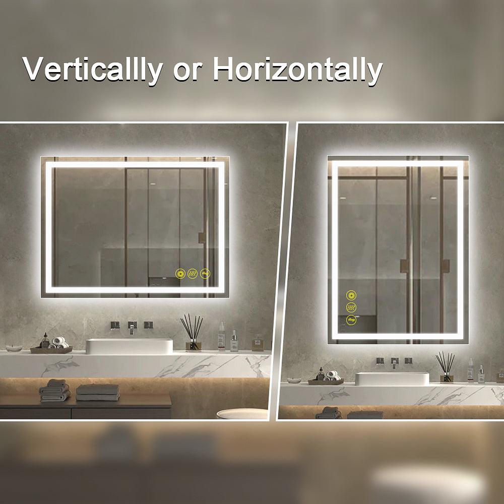 GlareGuard Rectangular Anti-Fog Dimmable Backlit LED Bathroom Vanity Mirror
