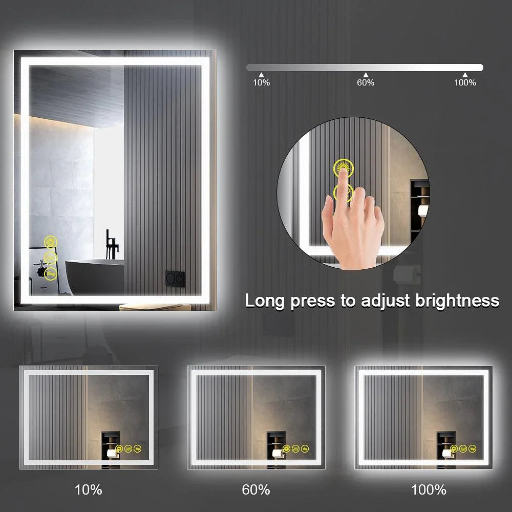 GlareGuard Rectangular Anti-Fog Dimmable Backlit LED Bathroom Vanity Mirror