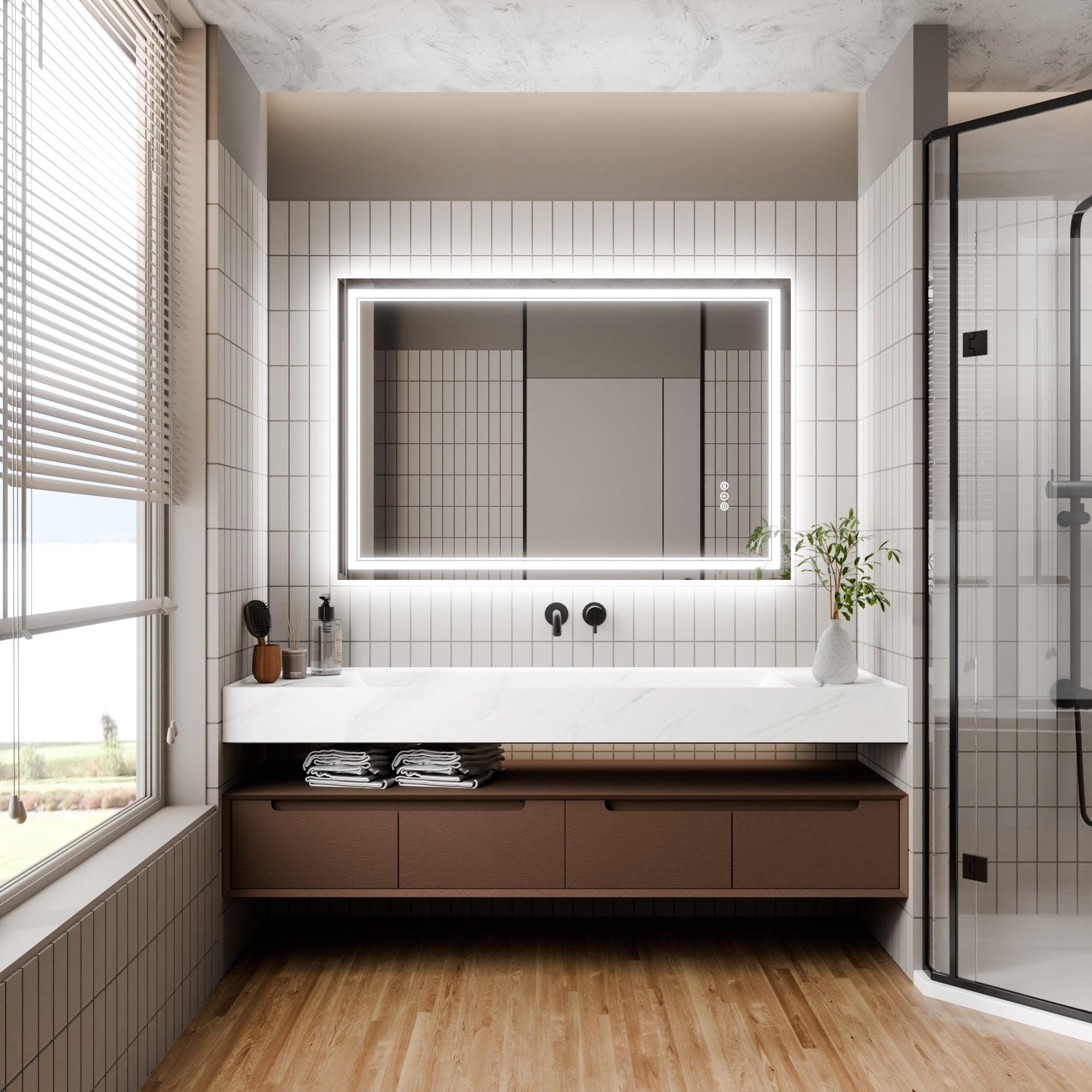 GlareGuard Anti-Fog Bathroom Dimmable Led Mirror Backlit Illuminated Mirror Touch Switch