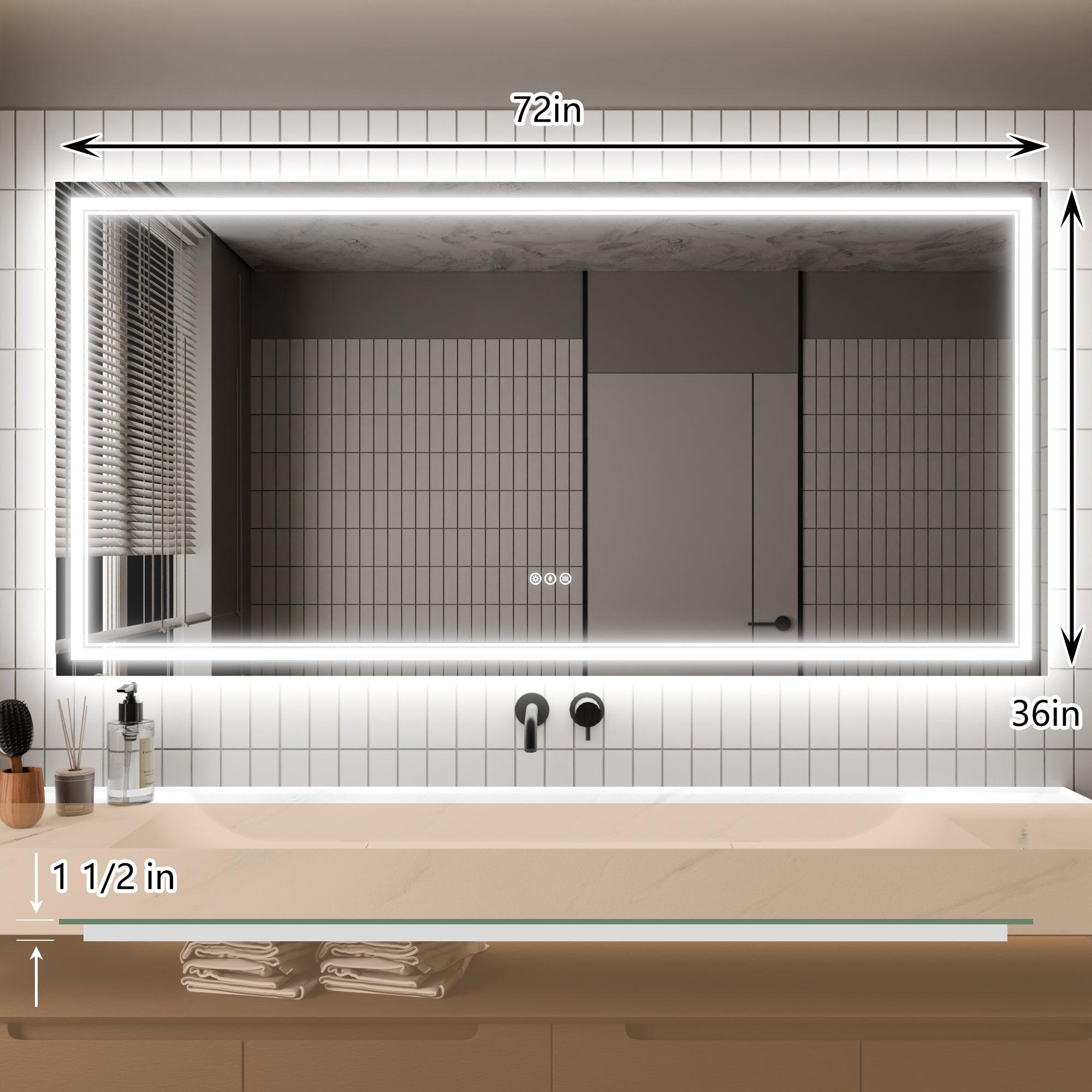 GlareGuard Anti-Fog Bathroom Dimmable Led Mirror Backlit Illuminated Mirror Touch Switch