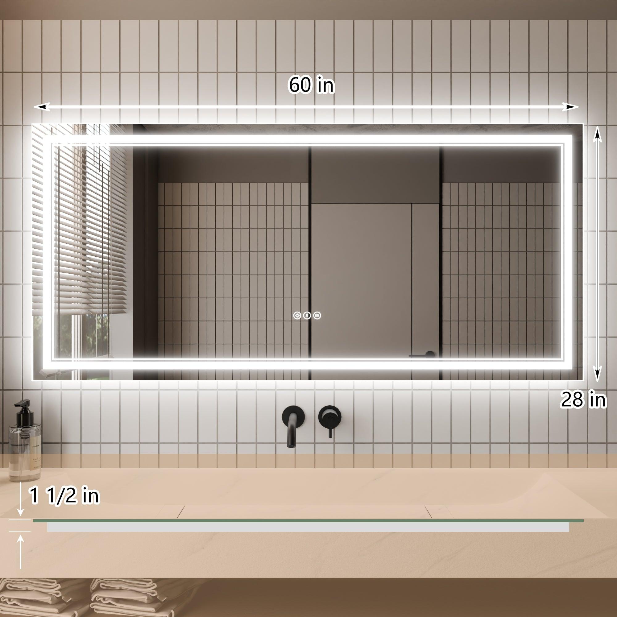 GlareGuard Anti-Fog Bathroom Dimmable Led Mirror Backlit Illuminated Mirror Touch Switch