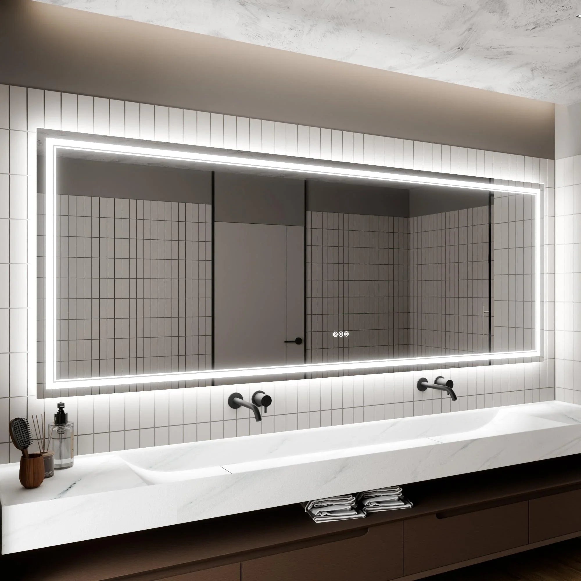 GlareGuard Anti-Fog Bathroom Dimmable Led Mirror Backlit Illuminated Mirror Touch Switch