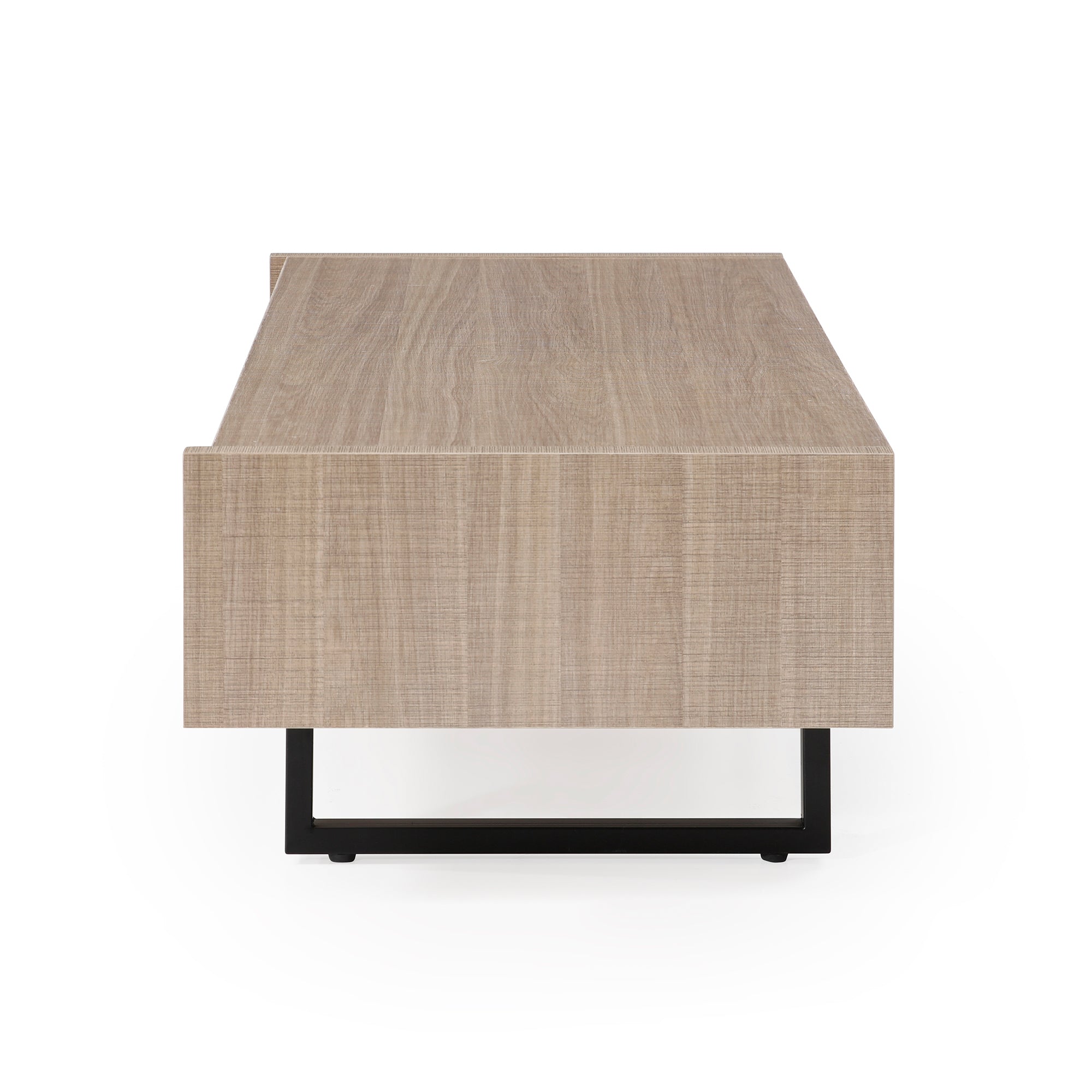 Ash 47" Pine Wood Coffee Table with All-Metal Legs