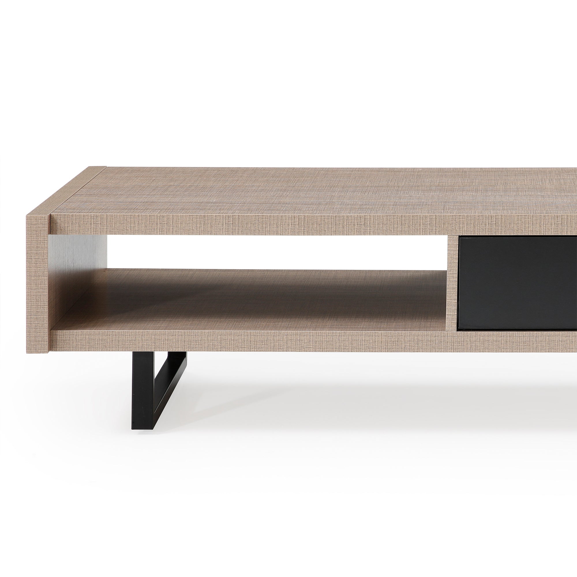 Ash 47" Pine Wood Coffee Table with All-Metal Legs