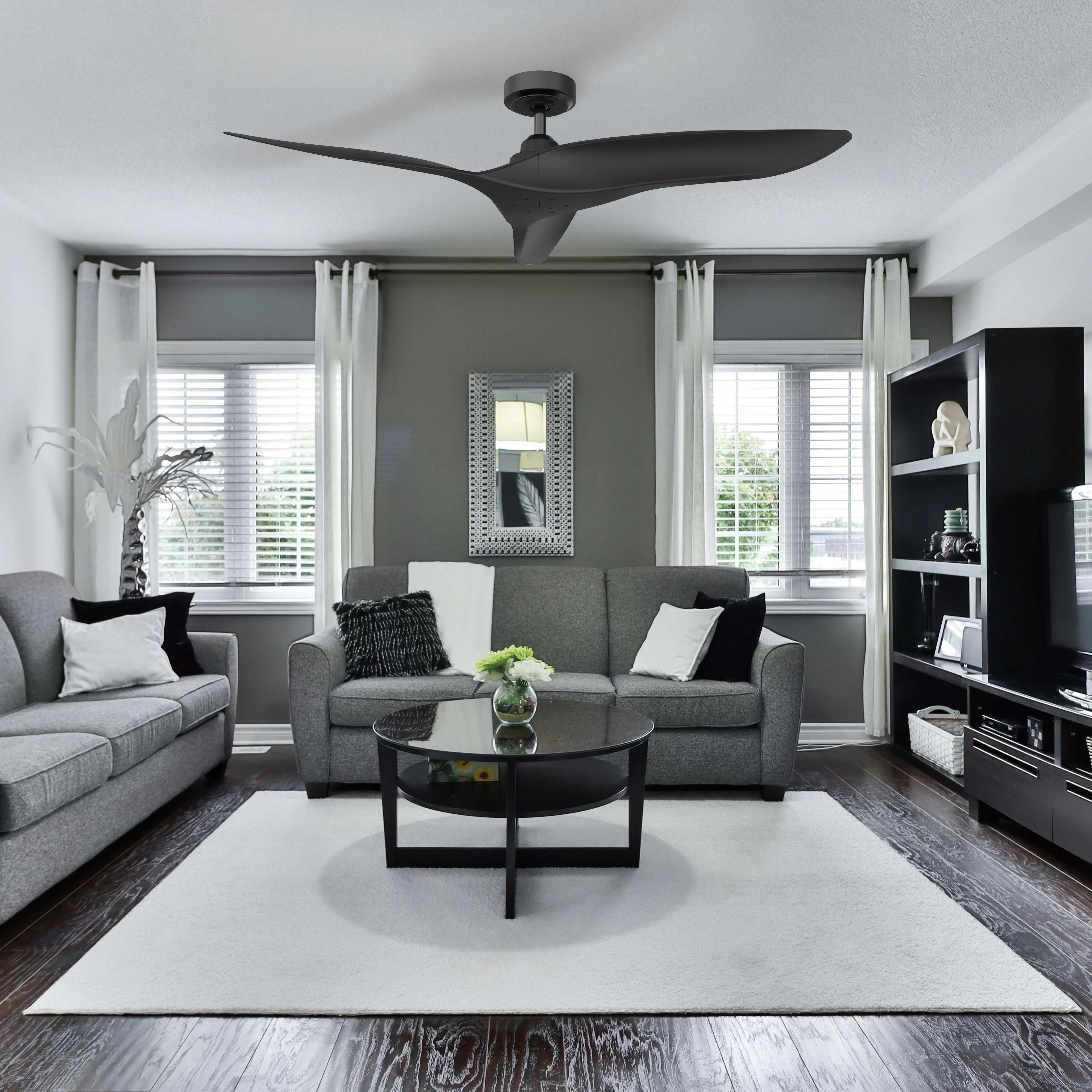 52" Punjab Industrial DC Motor Downrod Mount Reversible Ceiling Fan with Remote Control