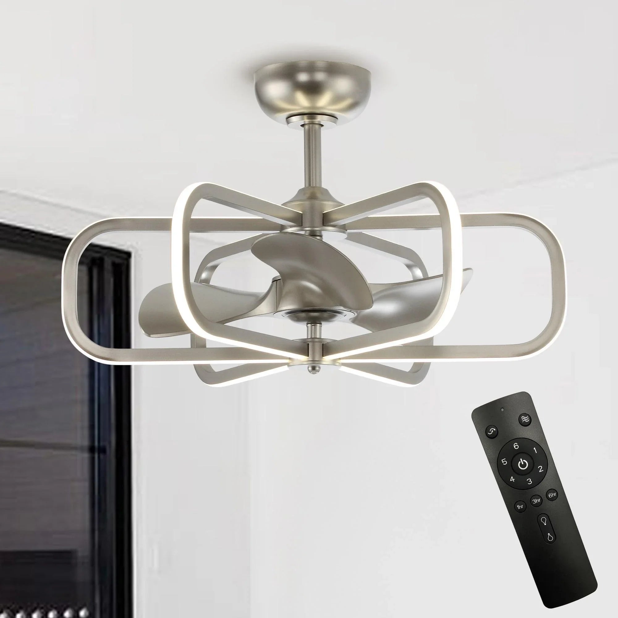 30" Theron Modern DC Motor Downrod Mount Reversible Ceiling Fan with LED Lighting and Remote Control