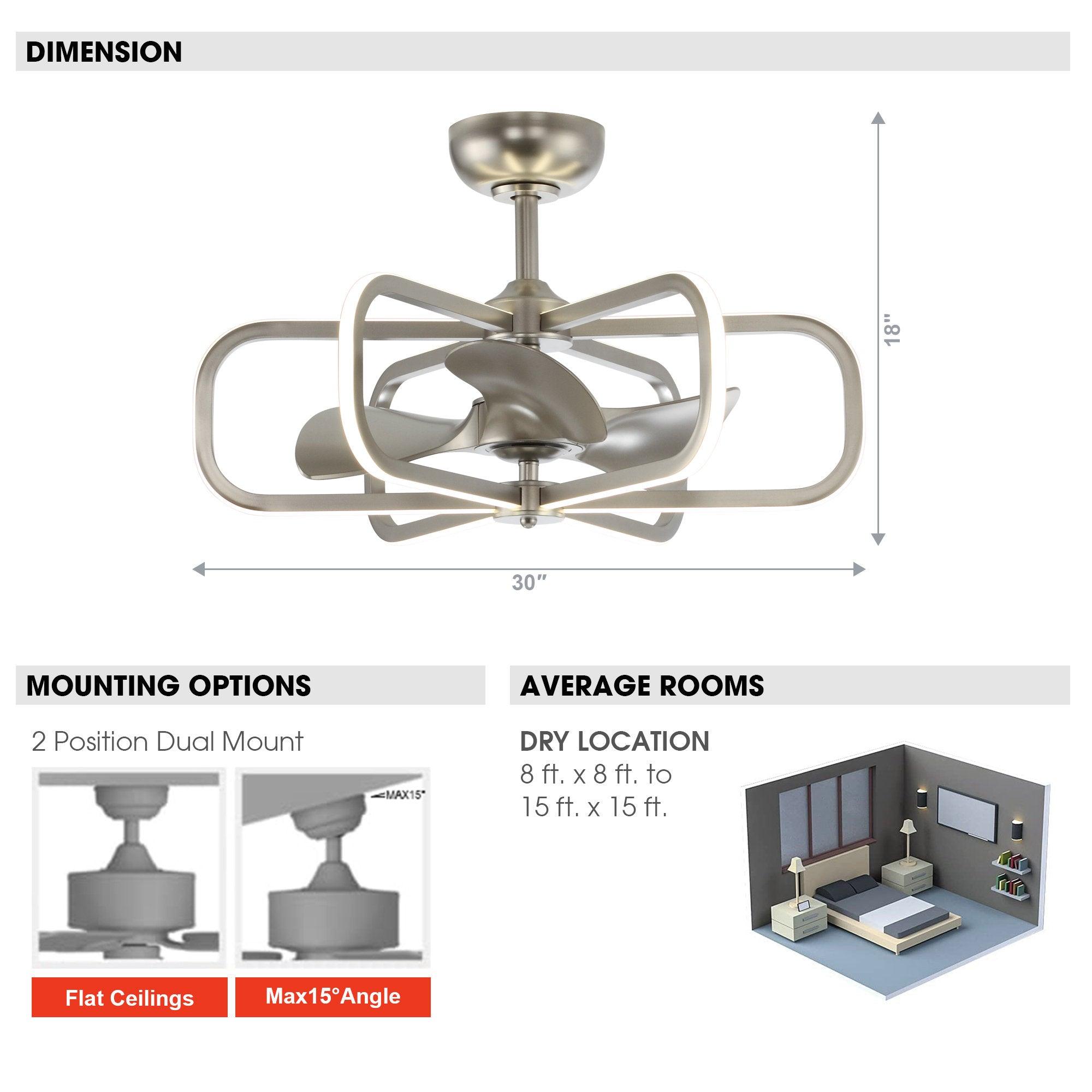 Ventilador de techo reversible Theron de 29,5" con motor de CC moderno con iluminación LED y control remoto