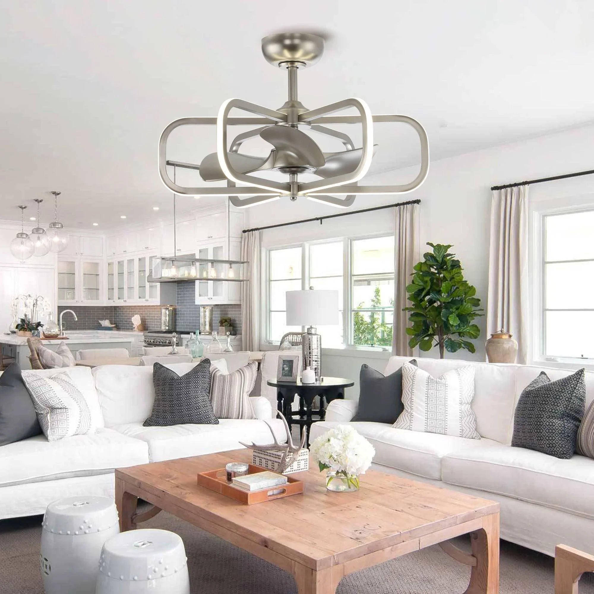 30" Theron Modern DC Motor Downrod Mount Reversible Ceiling Fan with LED Lighting and Remote Control