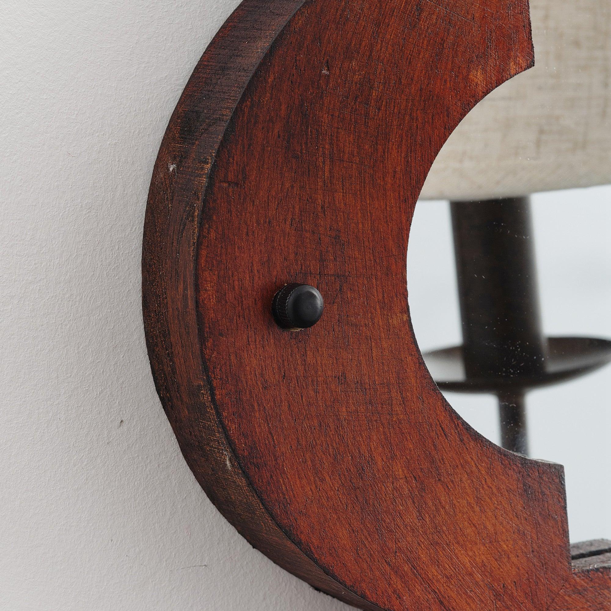 Aplique de pared rústico de hierro y madera de 1 luz