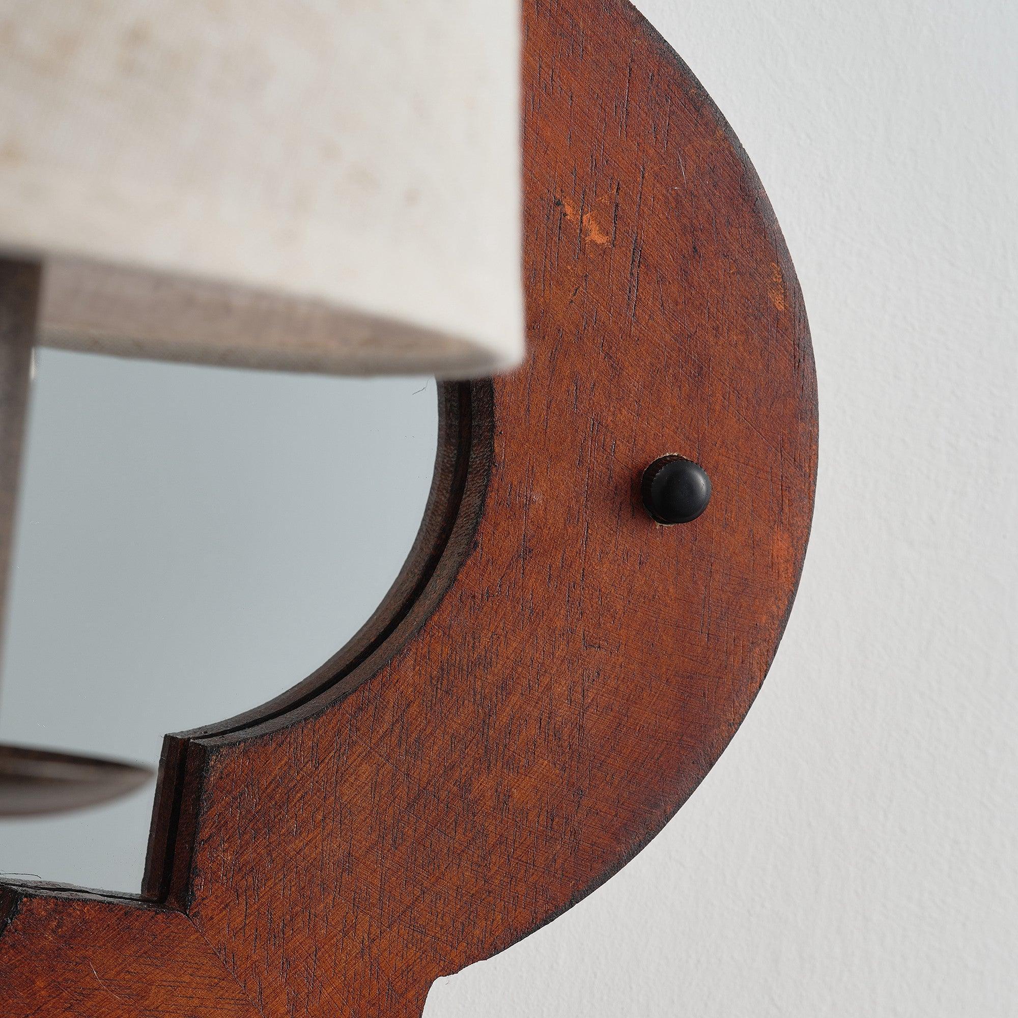 Aplique de pared rústico de hierro y madera de 1 luz